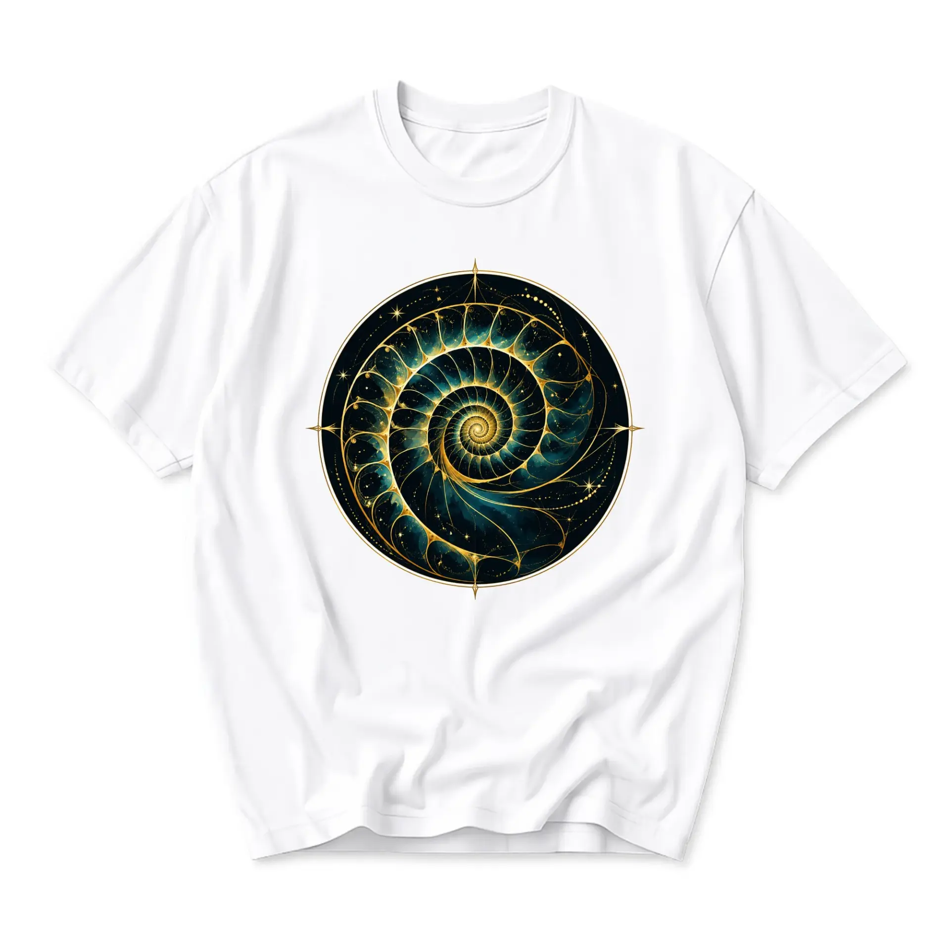 Graphic Tee Celestial Spiral Abstract Art Shirt Unisex Cotton Blend Crew Neck Casual Top for Everyday Wear