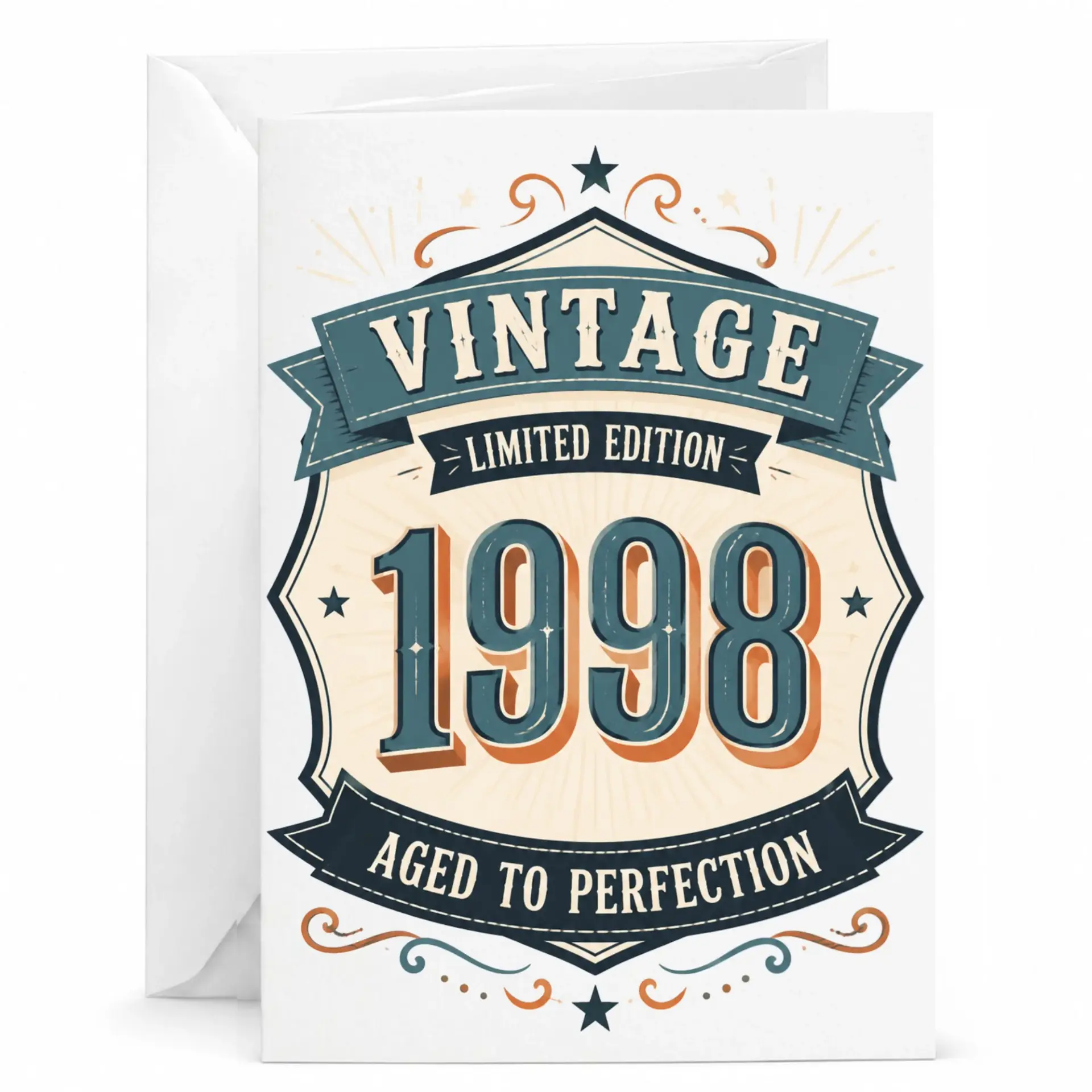 Birthday Card Vintage 1998 Limited Edition Aged to Perfection Greeting Card with Matching Envelope for Milestone Celebration