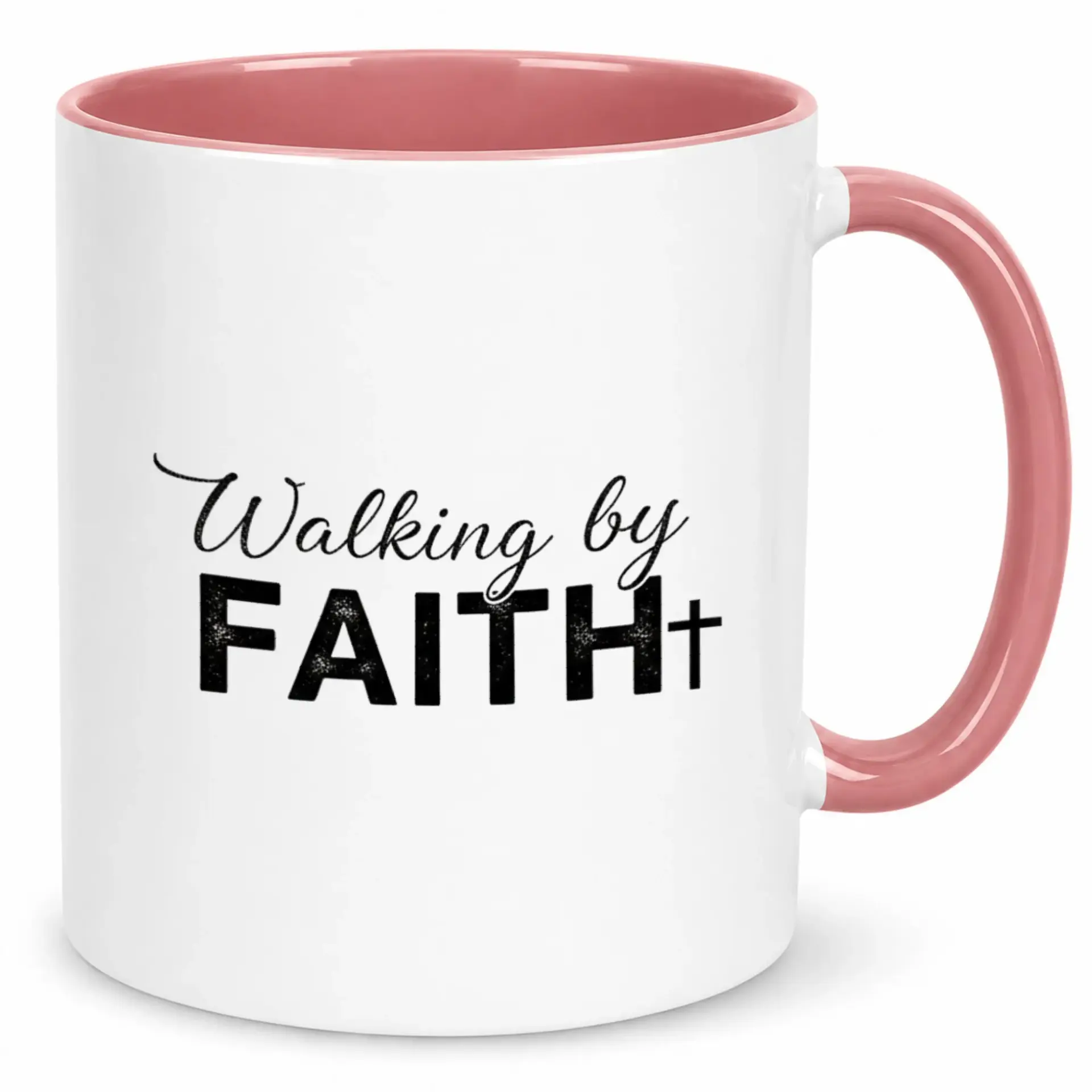 Faith Inspired Ceramic Coffee Mug with "walking by Faith" Design, Dishwasher & Microwave Safe, 11 Oz or 15 Oz White Cup