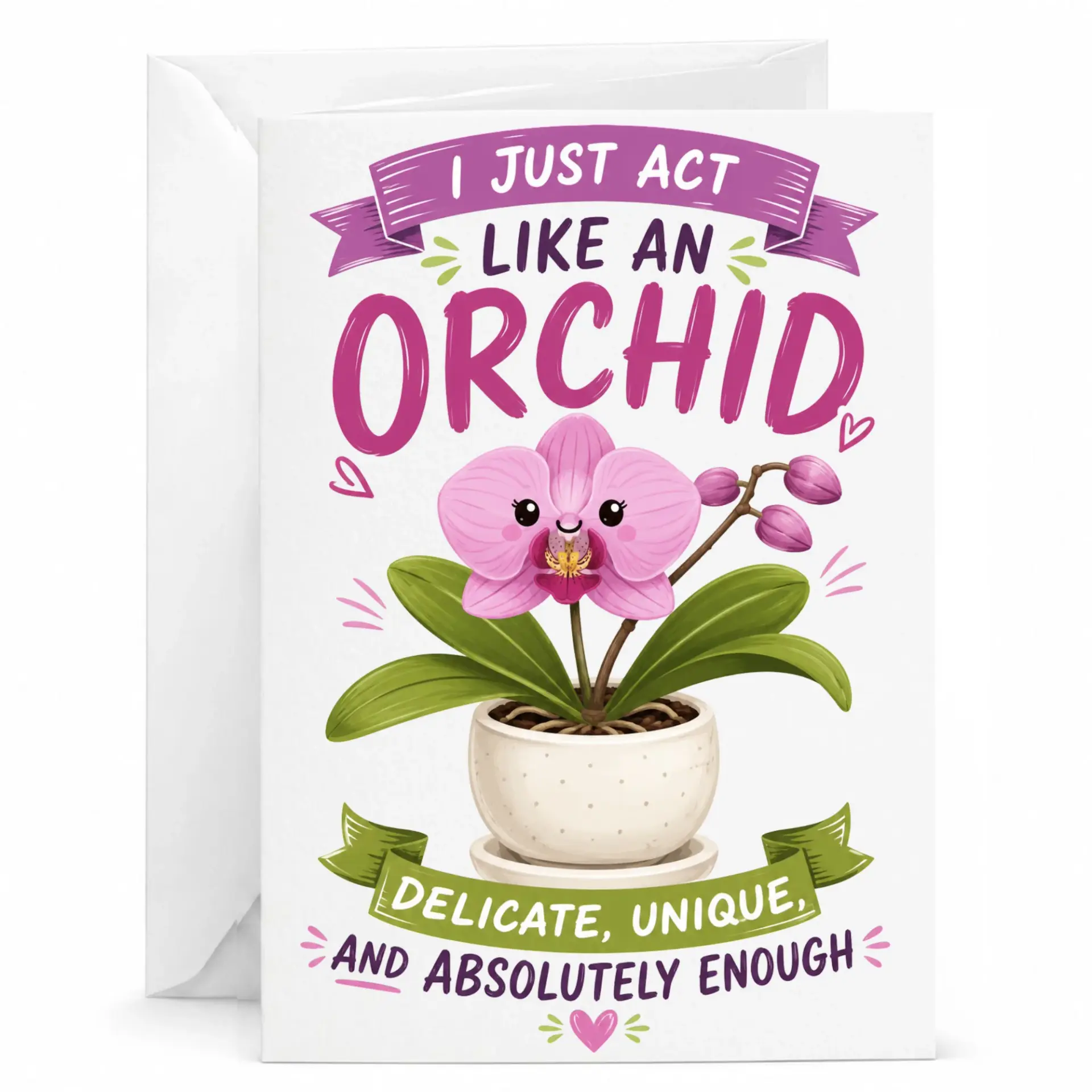 Funny Greeting Card I Just Like an Orchid Delicate Unique and Absolutely Floral Plant Theme Design