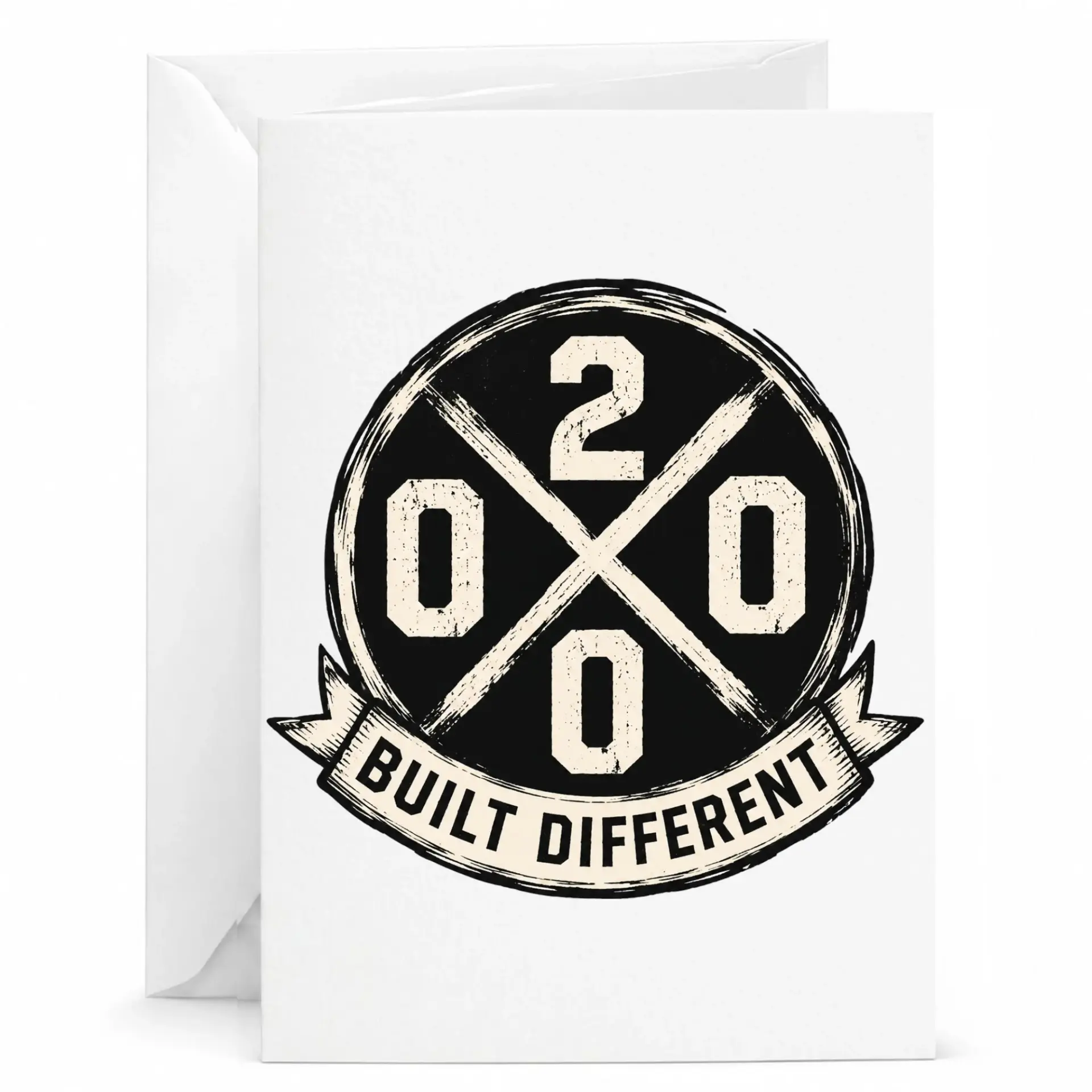 Greeting Card Built Different 2000 Vintage Style Design Premium Folded Note Card for Friends and Family 5x7 Inches