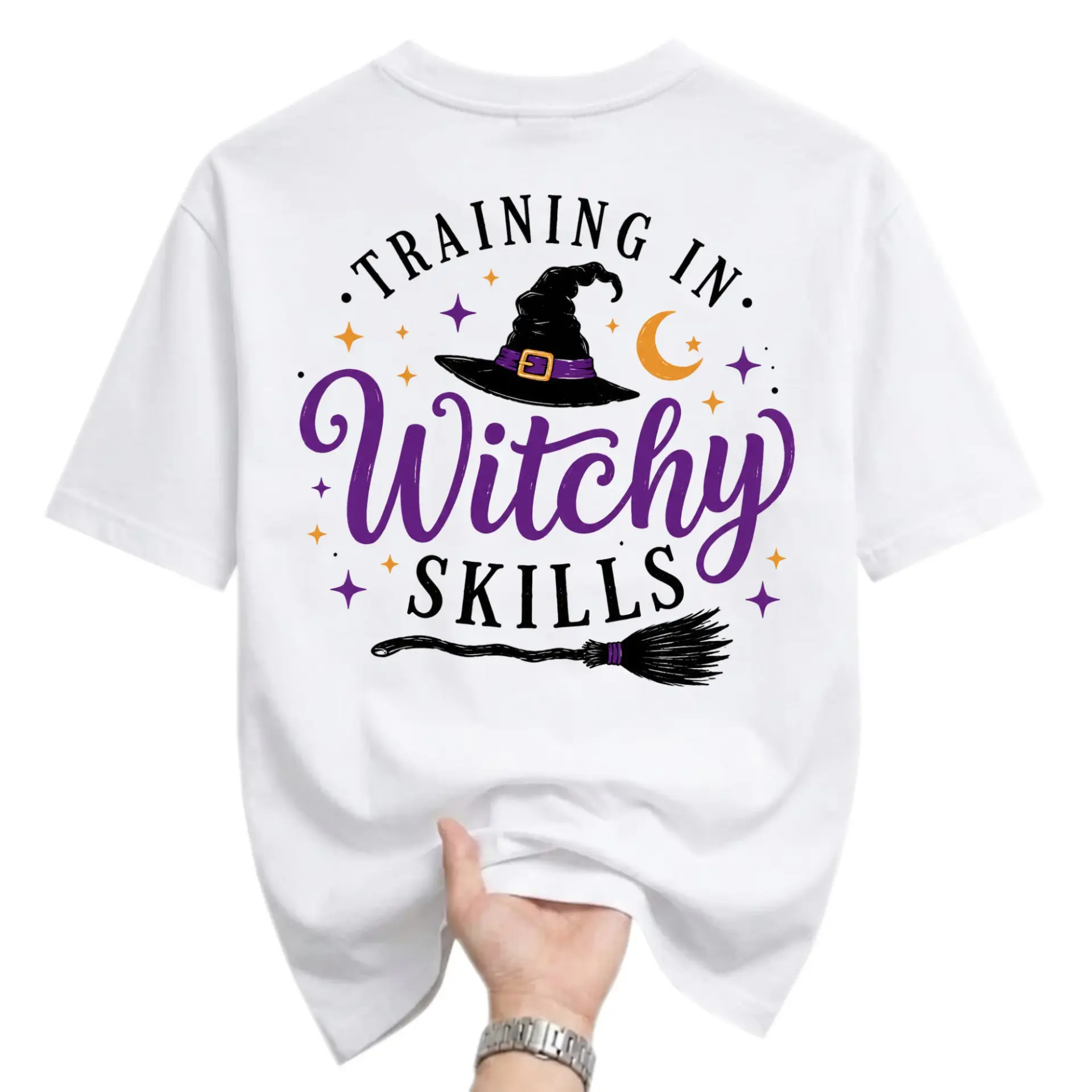 Funny Shirt Training in Witchy Skills Graphic Printed Unisex T-Shirt Seasonal Casual Apparel for Everyday Comfort