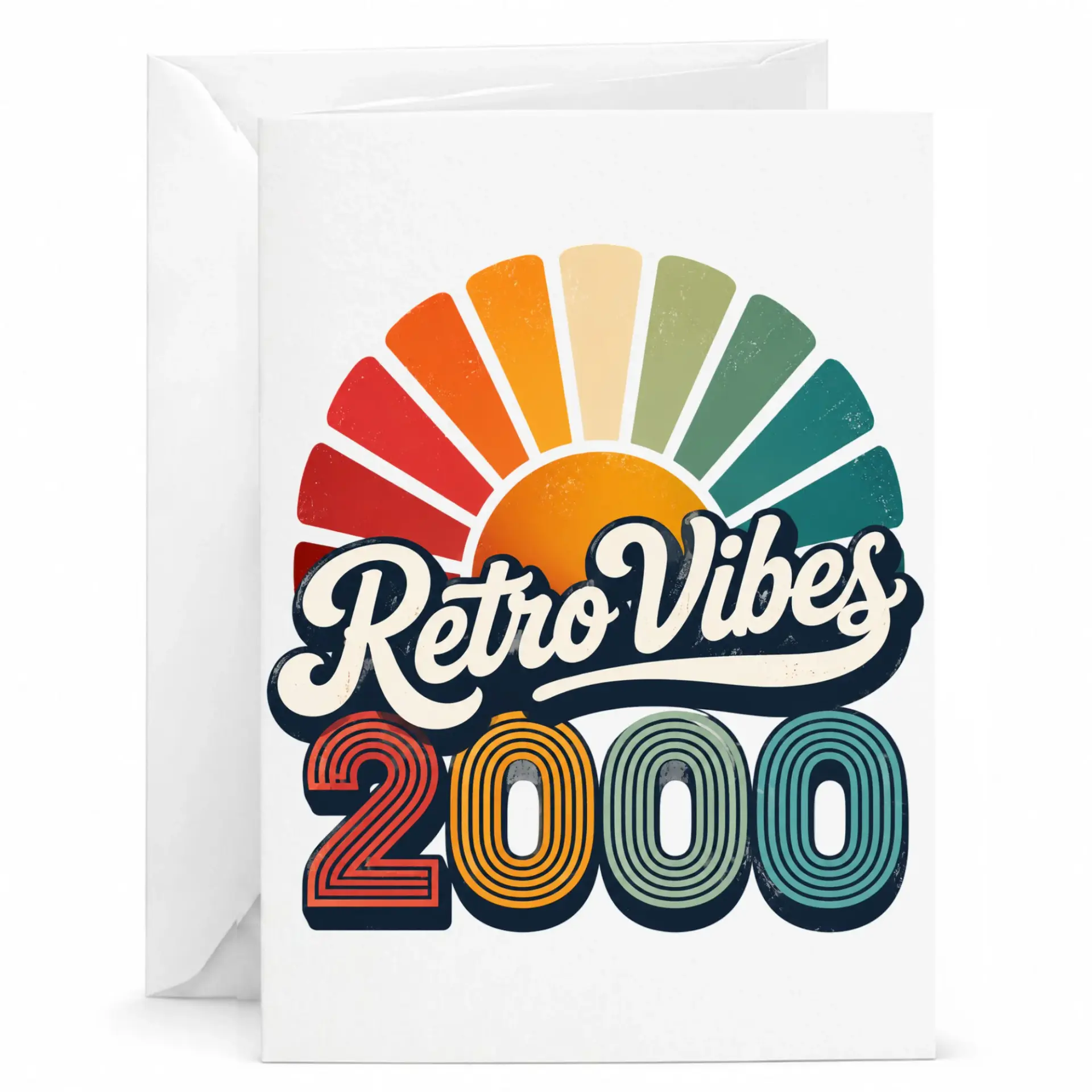 Greeting Card Retro Vibes 2000 Vintage Style Design for Birthday Celebrations and Milestone Anniversaries 5x7 Inches
