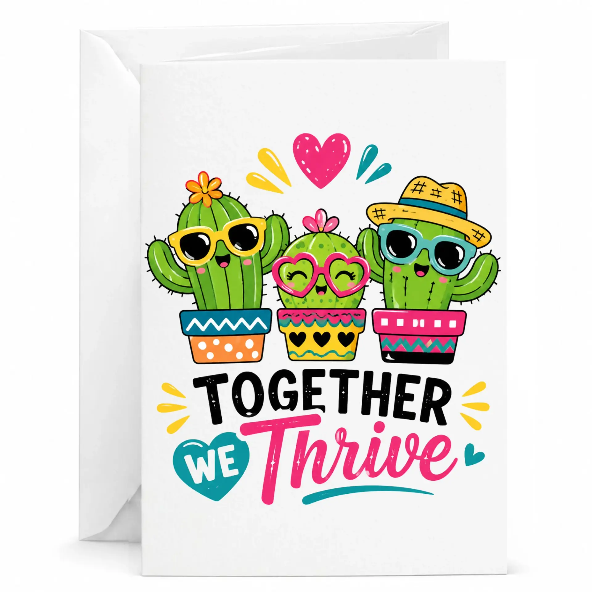 Funny Greeting Card Together We Succulent Illustration for Anniversary Encouragement or
