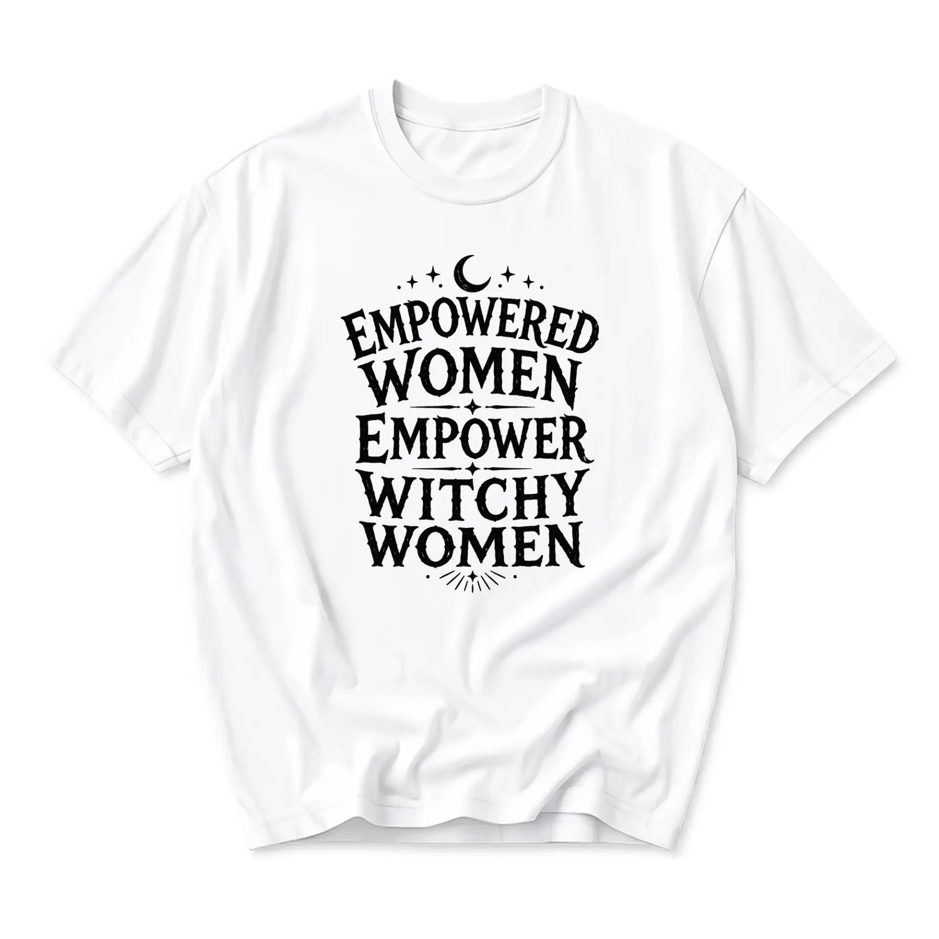 Graphic Tee Empowered Women Empower Witchy Women Celestial Crescent Moon Print Unisex Casual Crew Neck T-Shirt
