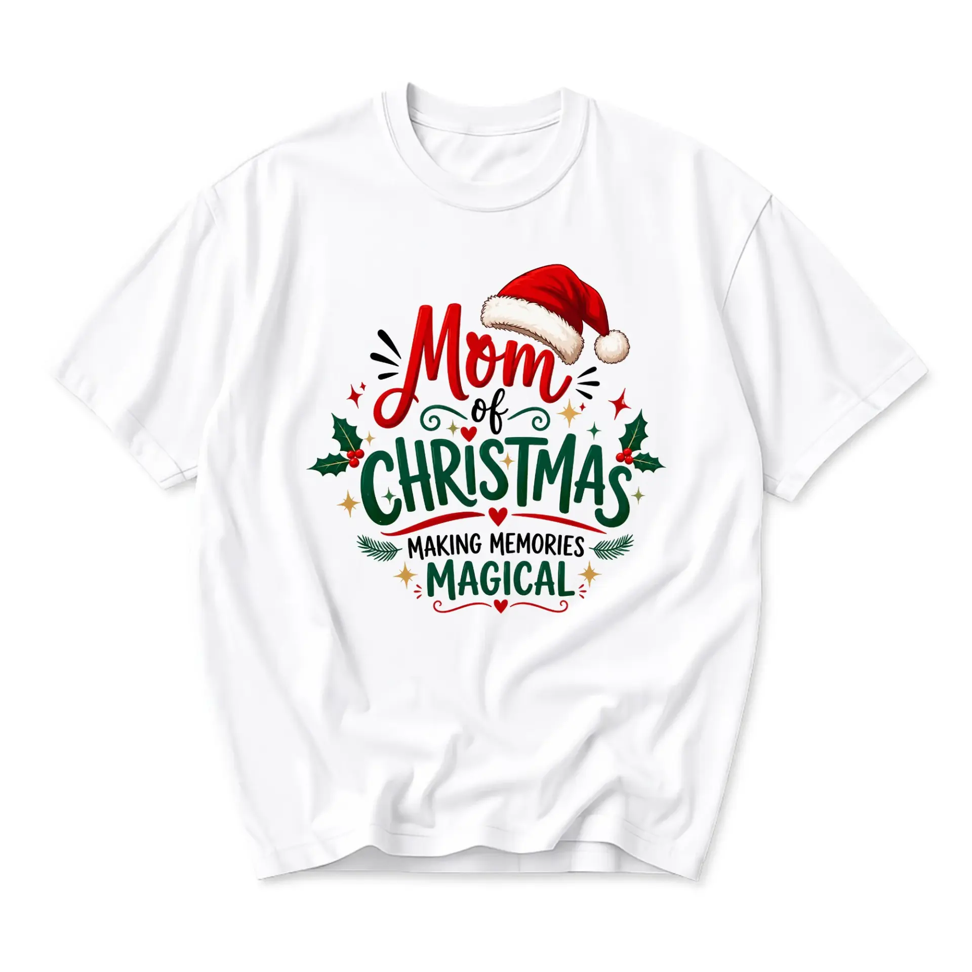 Graphic Tee Mom of Christmas Making Memories Magical Holiday Unisex Shirt Soft Cotton Casual Crew Neck Apparel