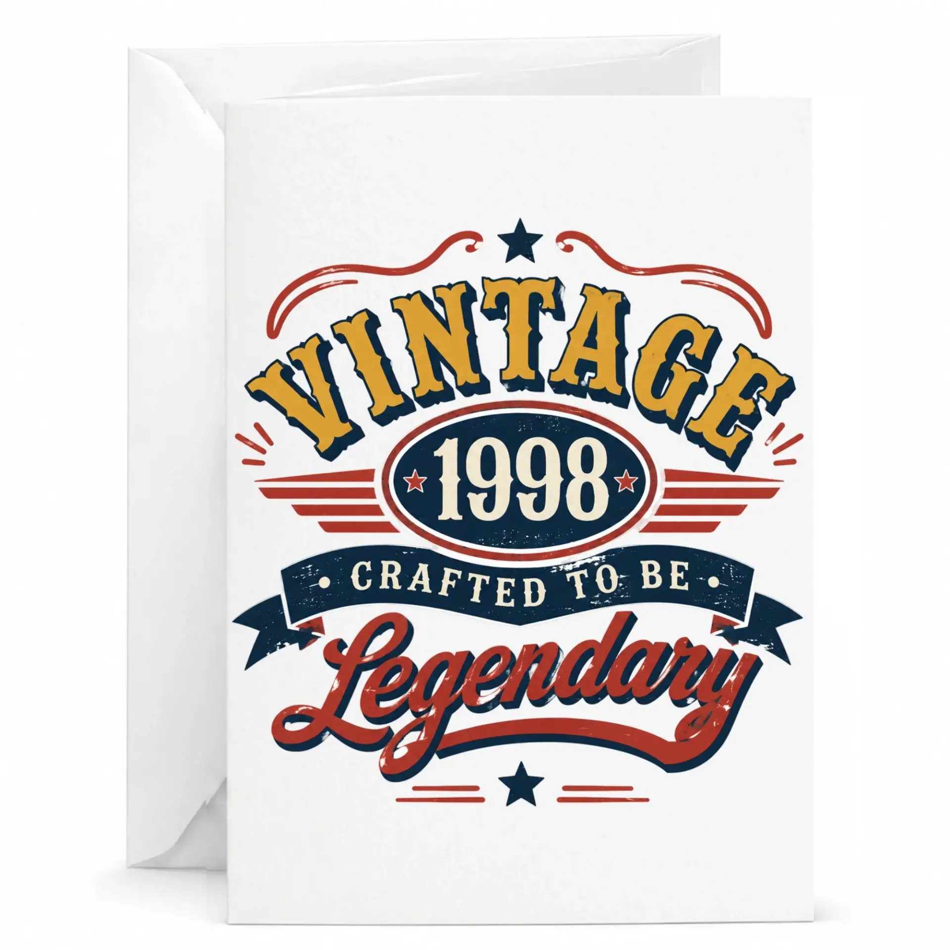 Birthday Card Vintage 1998 Crafted to Be Legendary Greeting Card for Milestone Celebrations 5x7 Inches with Envelope