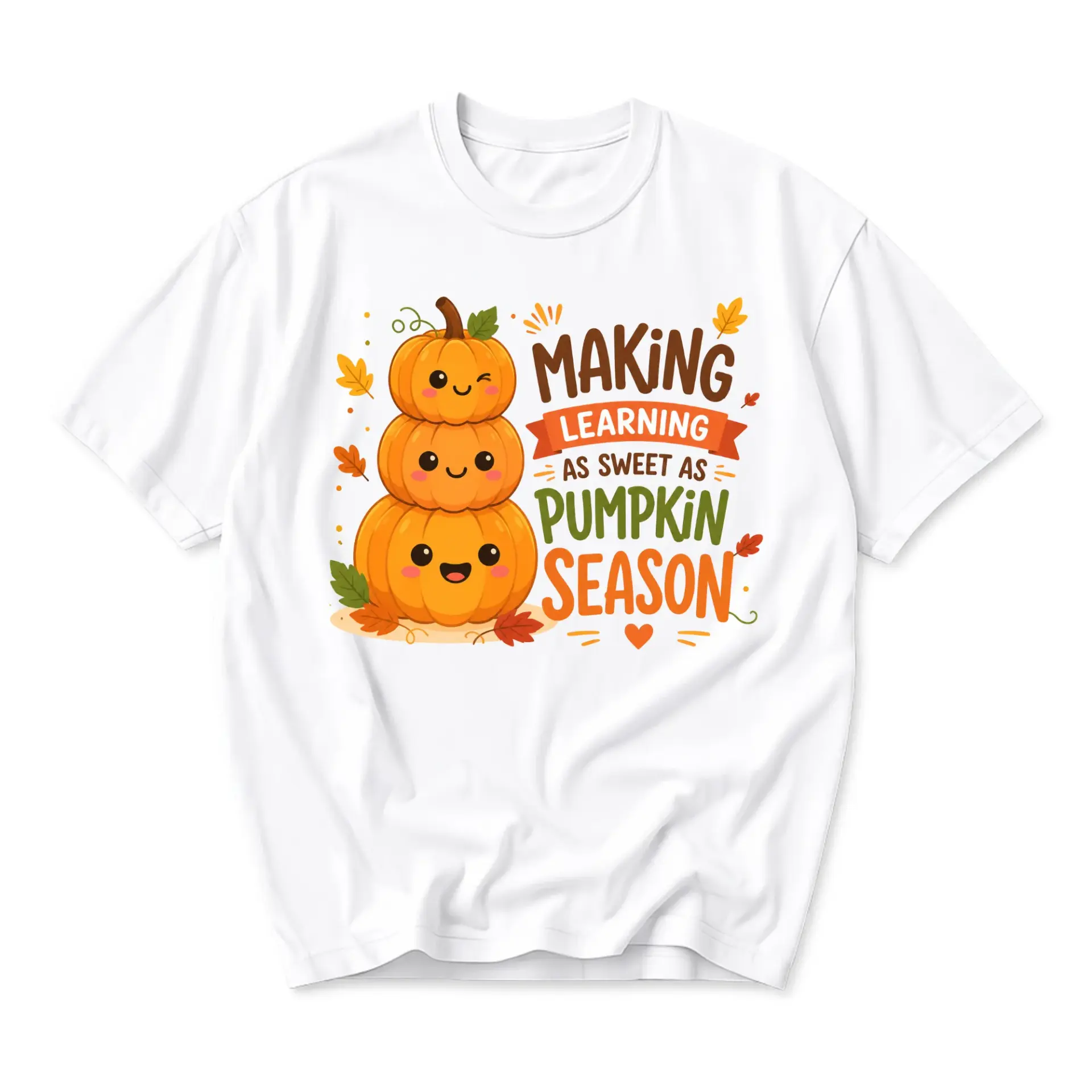 Graphic Tee Making Learning as Sweet as Pumpkin Season Autumn Fall Theme Unisex Casual Short Sleeve Crew Neck Shirt