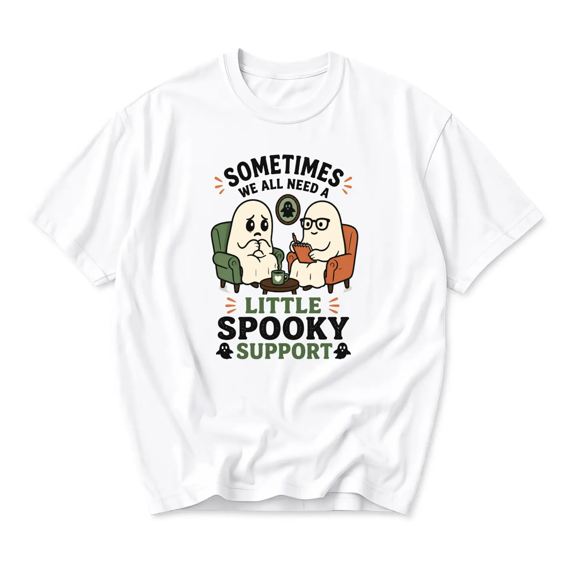 Funny Shirt Sometimes We All Need a Little Spooky Support Graphic Tee Unisex Crew Neck Casual Everyday Cotton Top