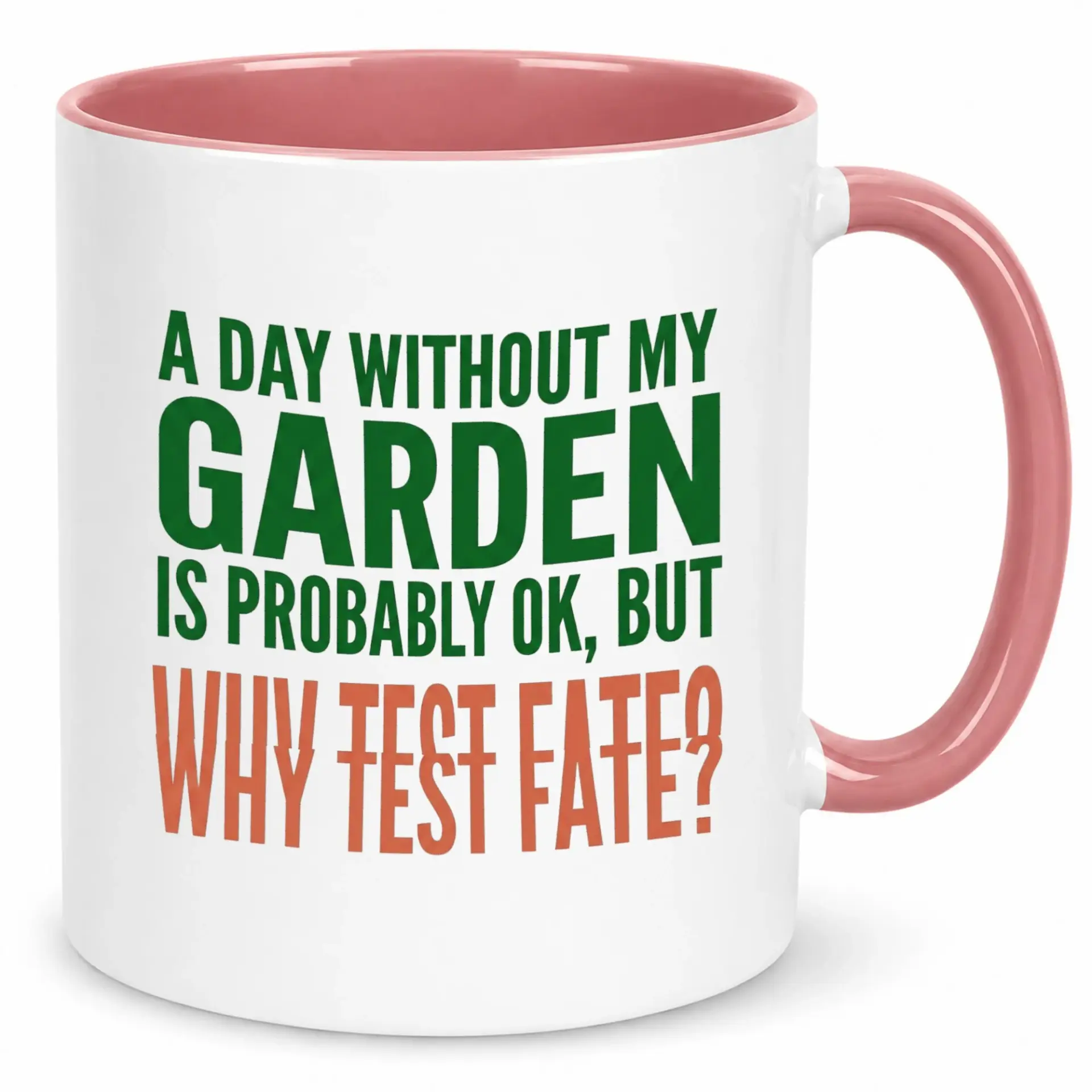 Funny Gardener Ceramic Coffee Mug with Humorous Saying for Garden Lovers, 11 Oz or 15 Oz White Mug with Pink Handle and Interior