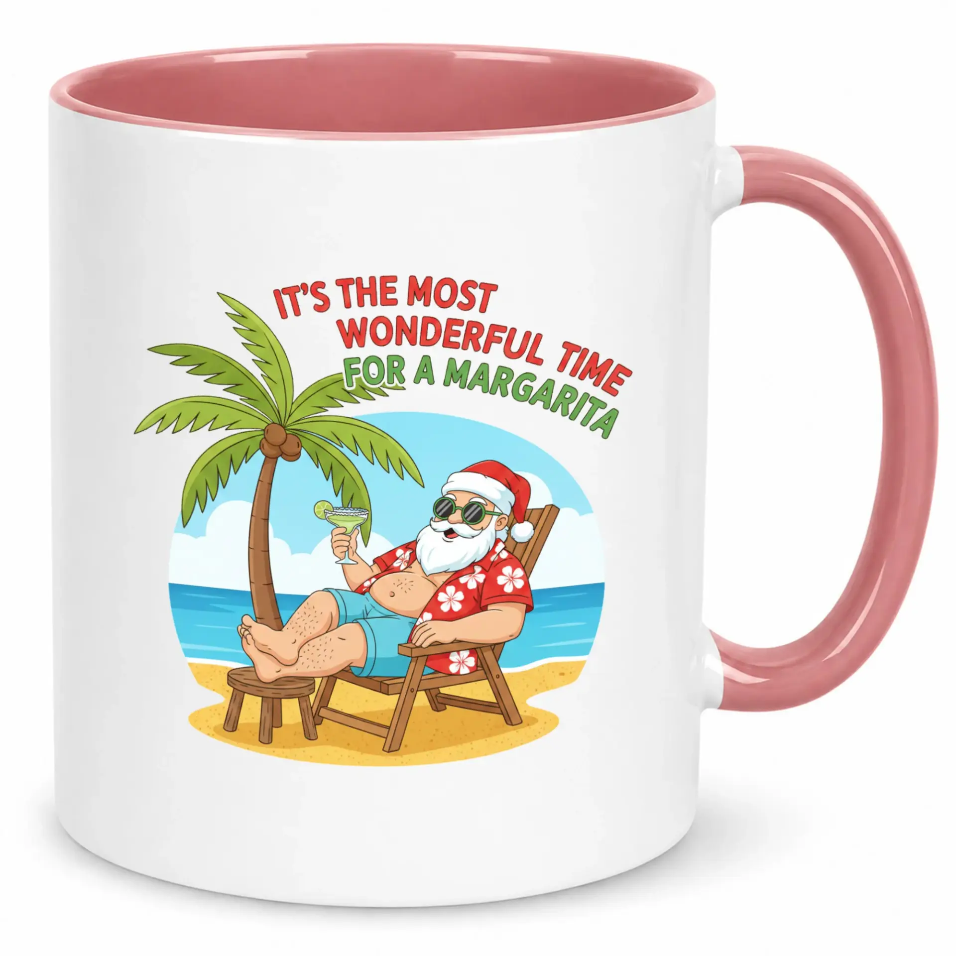 Funny Christmas Margarita Santa Ceramic Coffee Mug Vacation Beach Holiday Themed Drinkware Gift