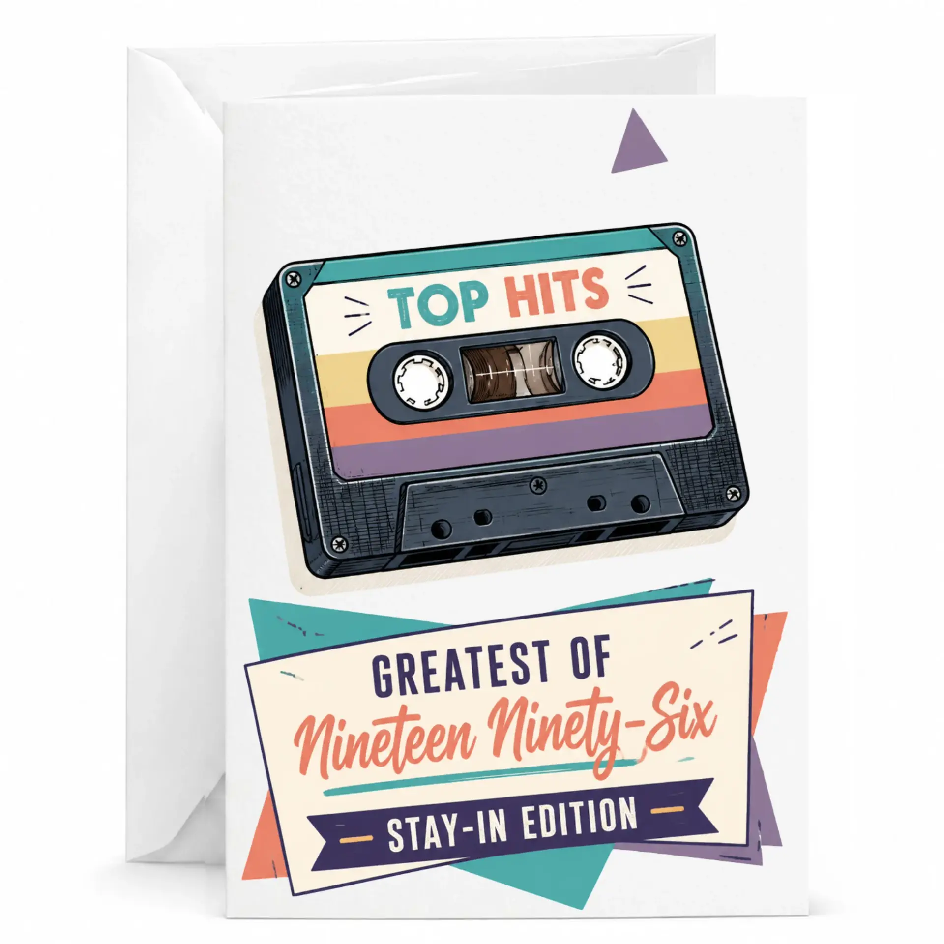 Funny Greeting Card Greatest of Nineteen Ninety Six Stay in Edition Retro Cassette Tape Design for Birthday Celebration