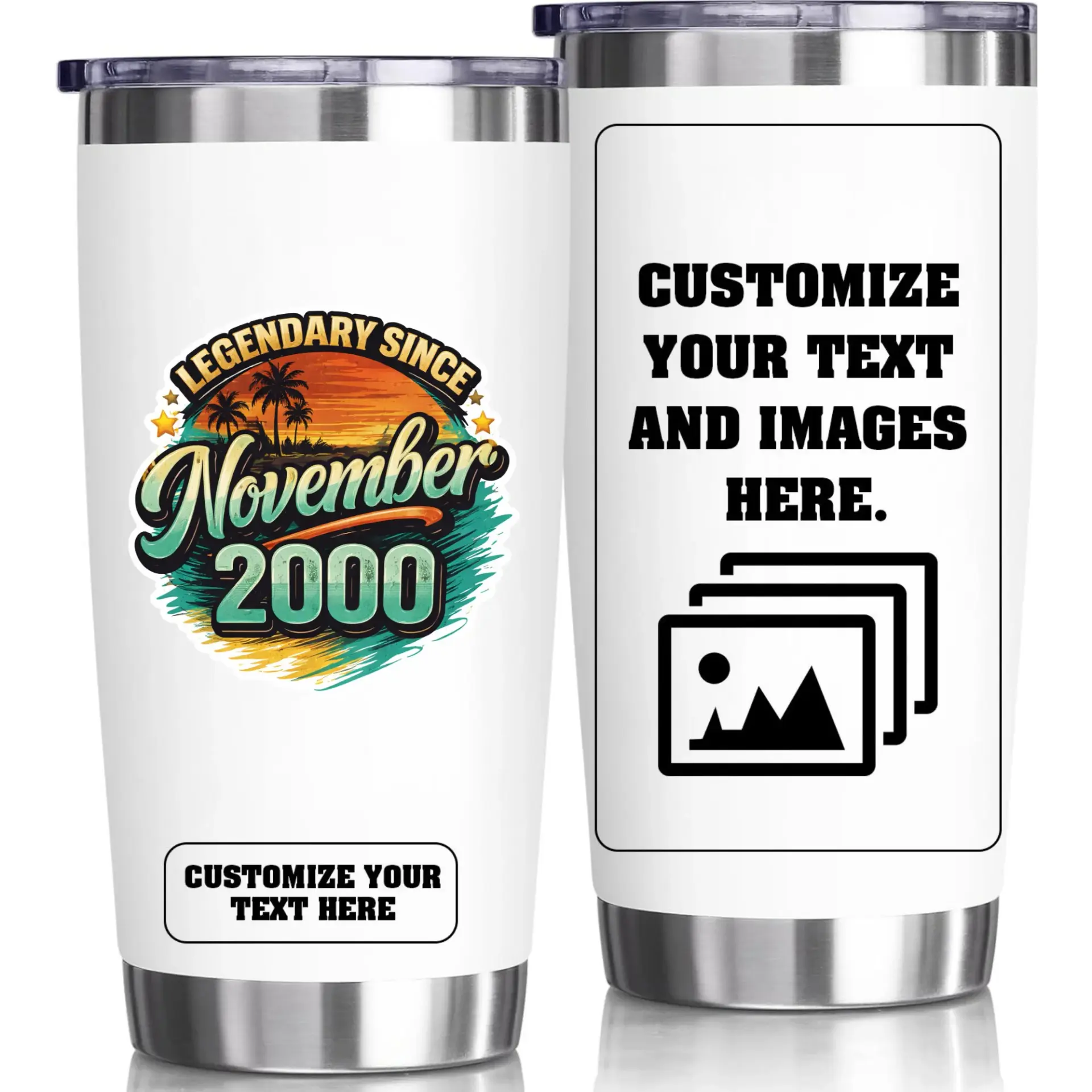 Stainless Steel Tumbler 20oz Legendary Since November 2000 Insulated Travel Cup for Coffee Tea Water Beverage Holder