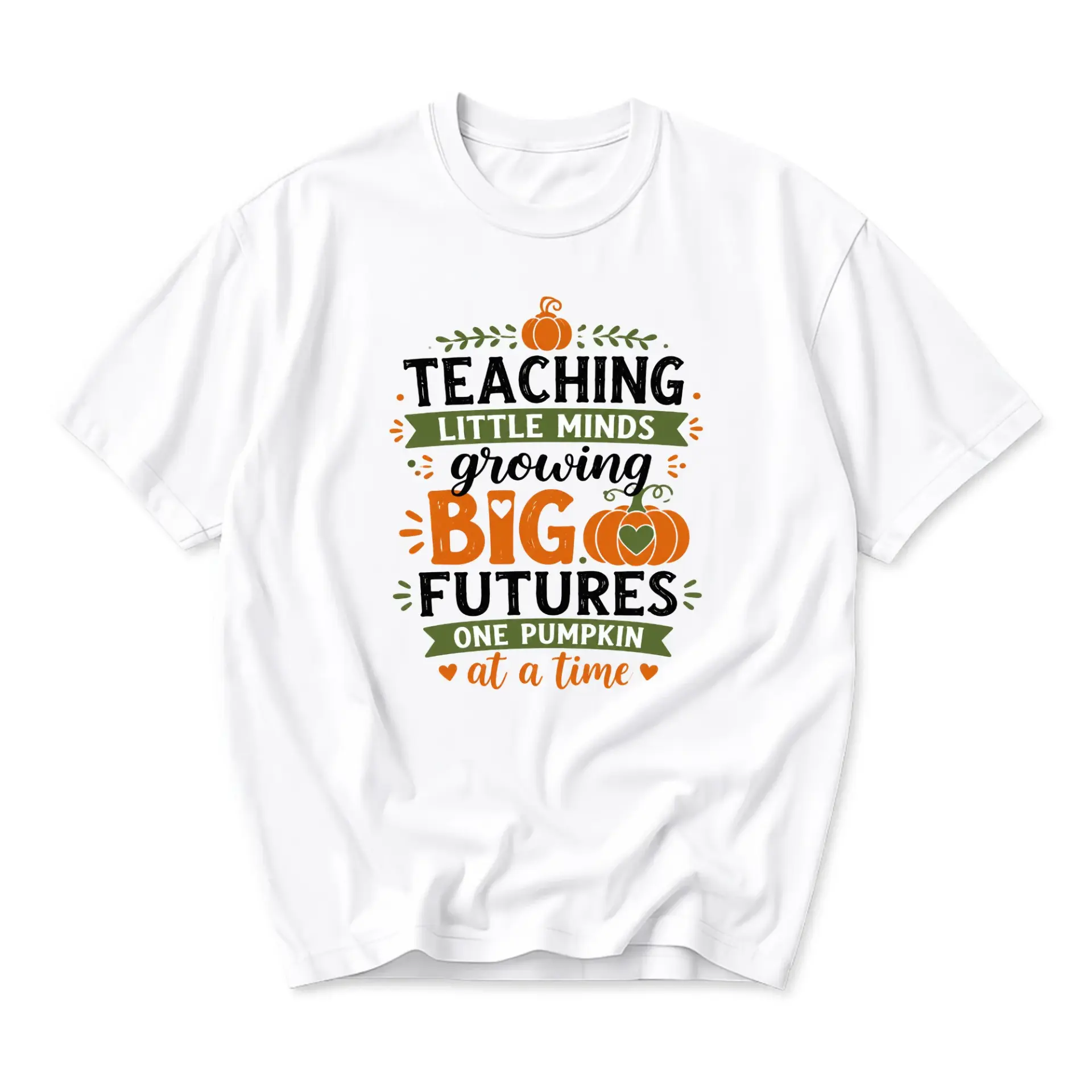 T-shirt Teaching Little Minds Growing Big Futures Autumn Pumpkin Graphic Tee Comfortable Casual Cotton Apparel