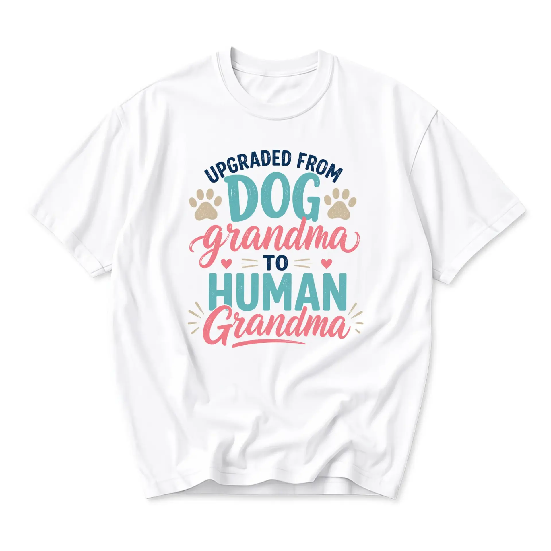 Funny Shirt Upgraded from Dog Grandma to Human Graphic Tee Unisex Casual Crew Neck Comfortable Cotton Blend