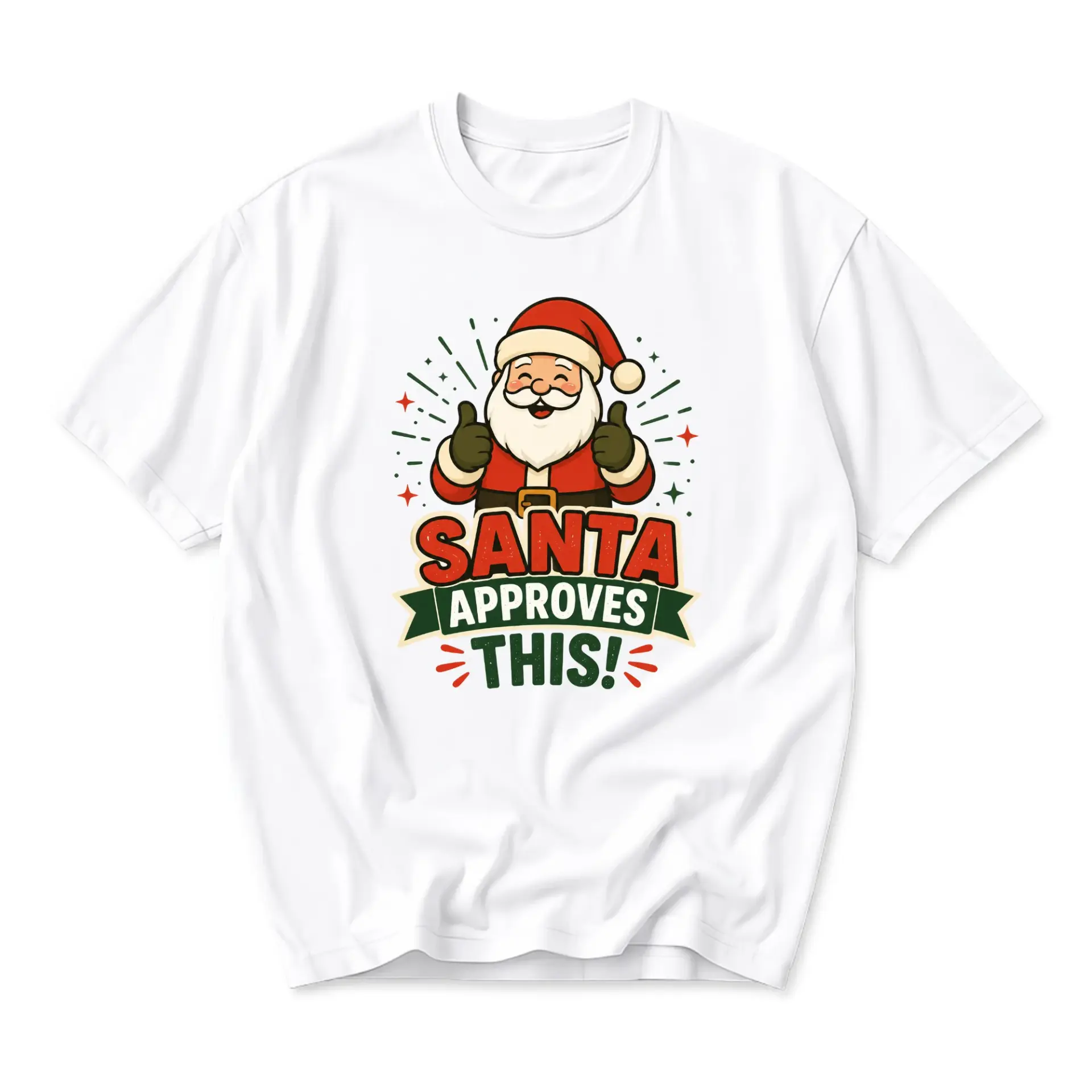 Graphic Tee Santa Approves This Print Unisex Crew Neck Cotton Blend Holiday Casual Everyday Short Sleeve Shirt White
