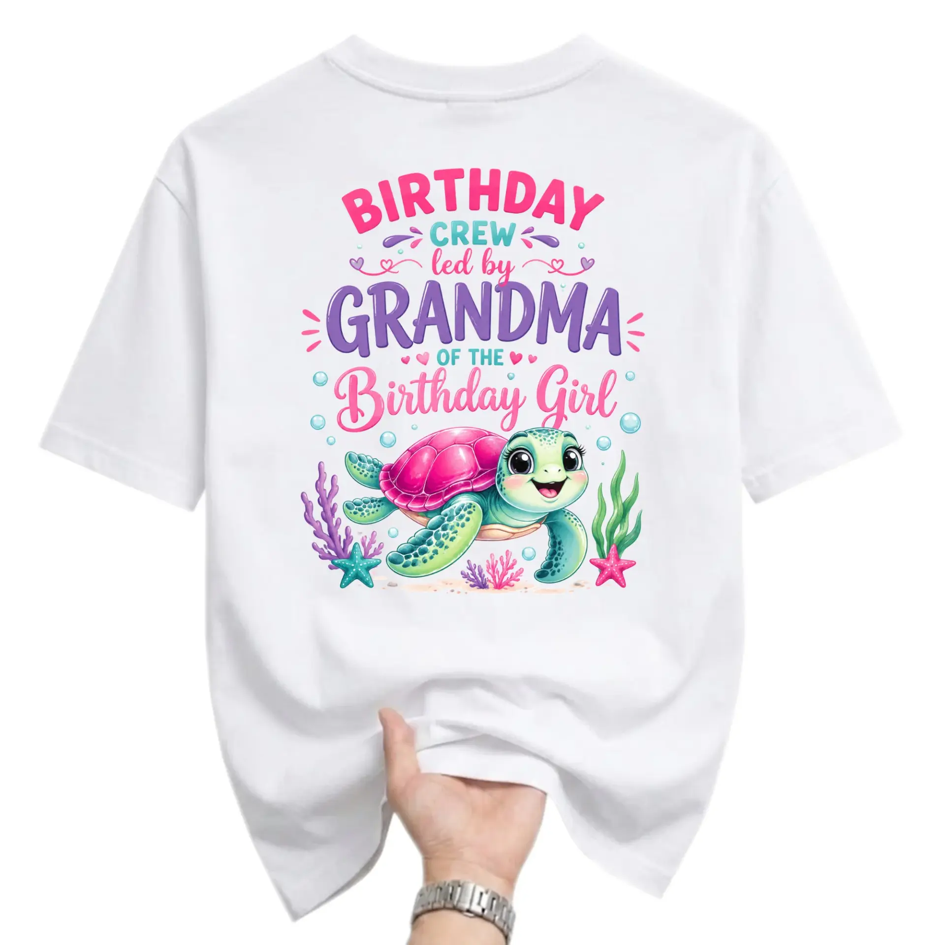Graphic Tee Birthday Crew Led by Grandma Design Unisex Casual Neck Soft Cotton Blend Everyday Short Sleeve Shirt