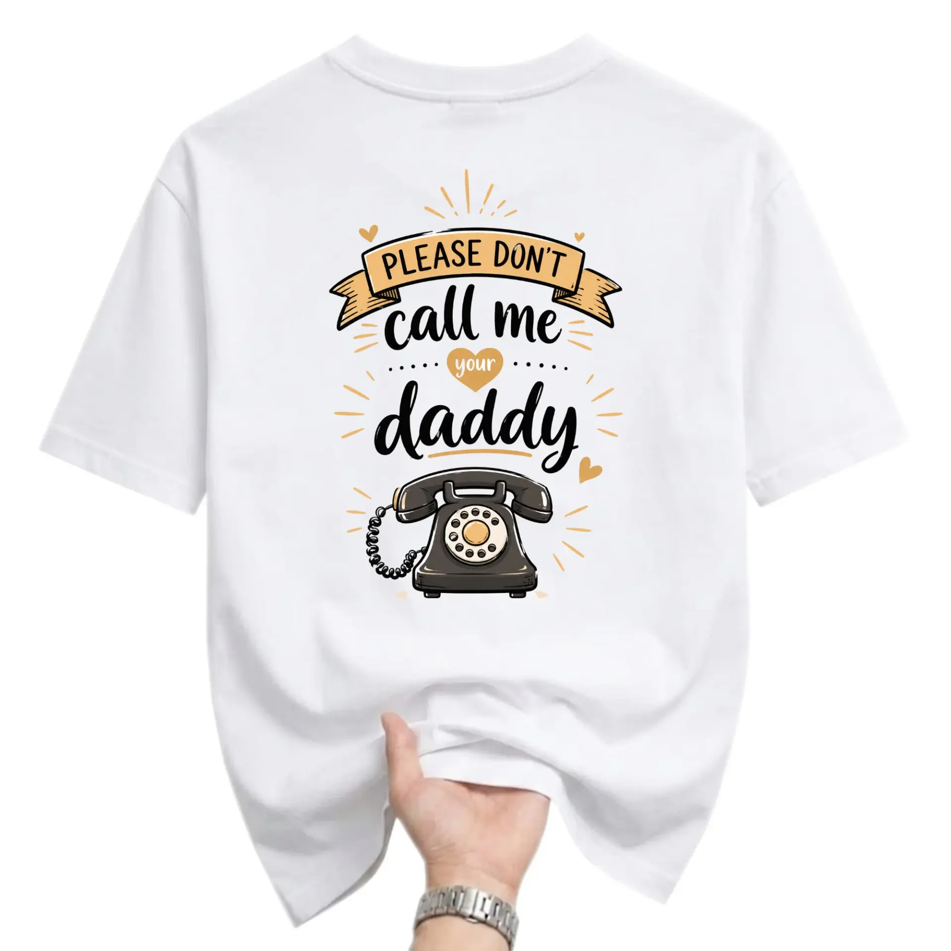 Funny Shirt Please Don't Call Me Your Daddy Retro Phone Graphic Tee Unisex Casual Cotton Blend Crew Neck Short Sleeve