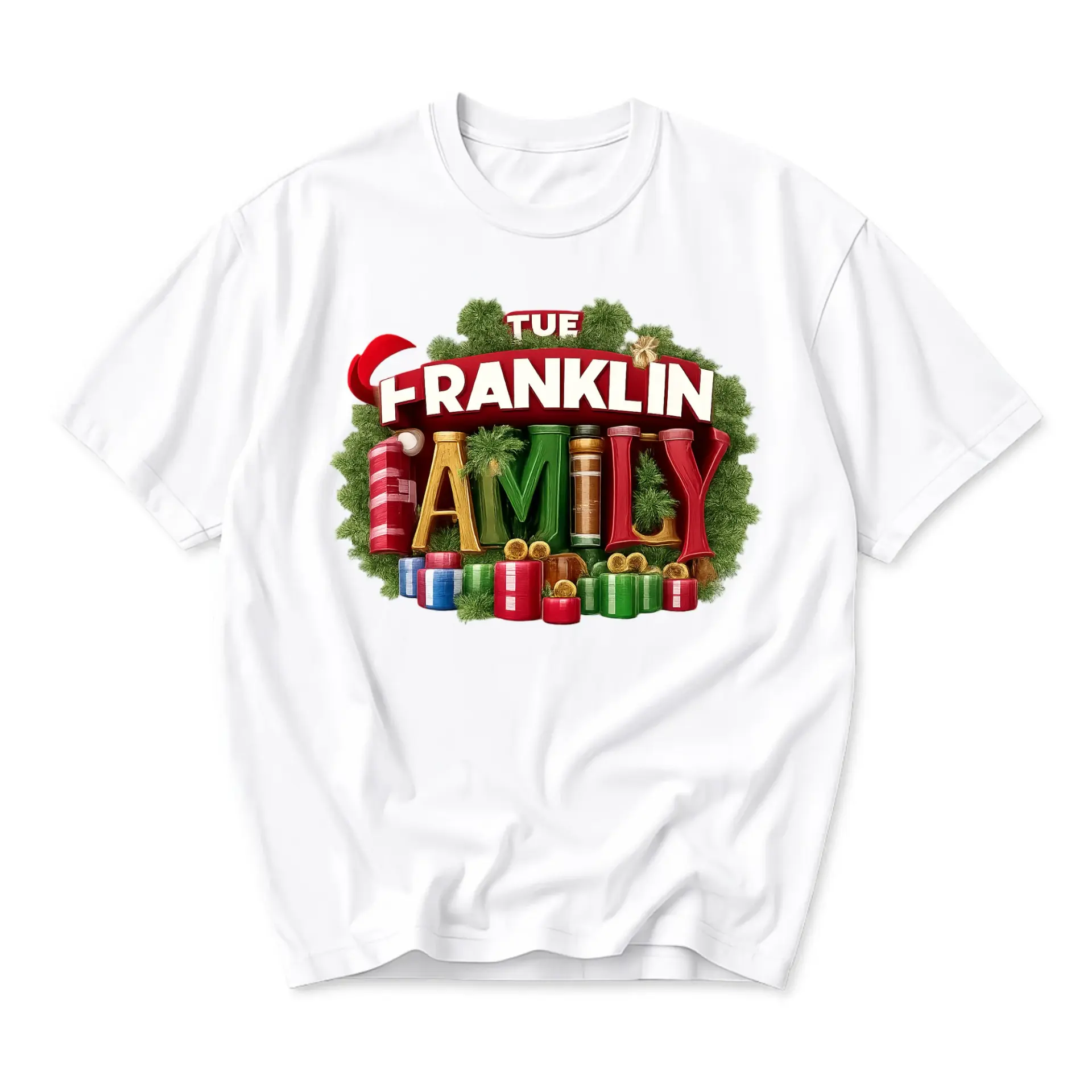 T-shirt the Franklin Family Holiday Graphic Print Unisex Casual Crew Neck