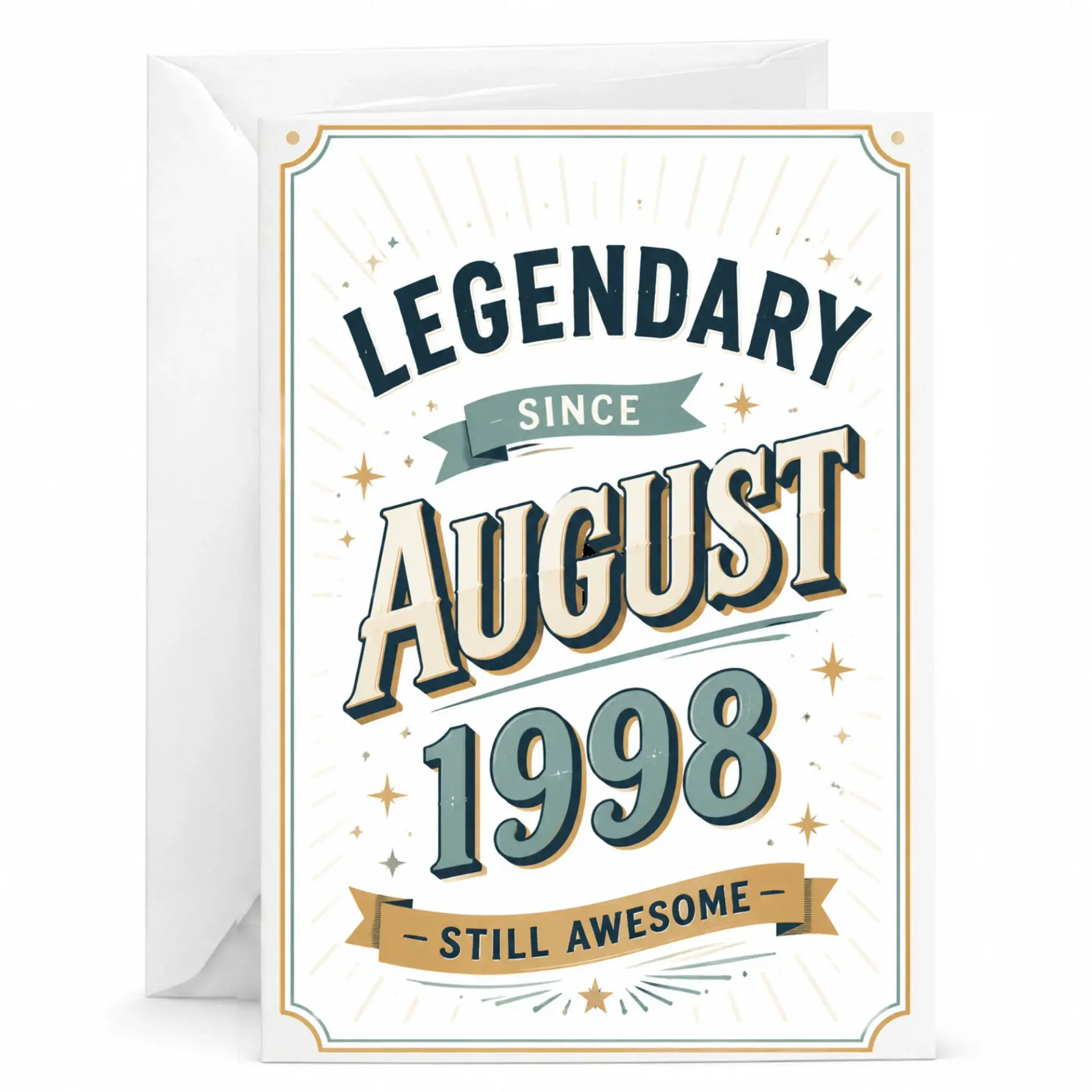 Birthday Card Legendary Since August 1998 Still Awesome Greeting Card for Milestone Birthdays Anniversary Celebration