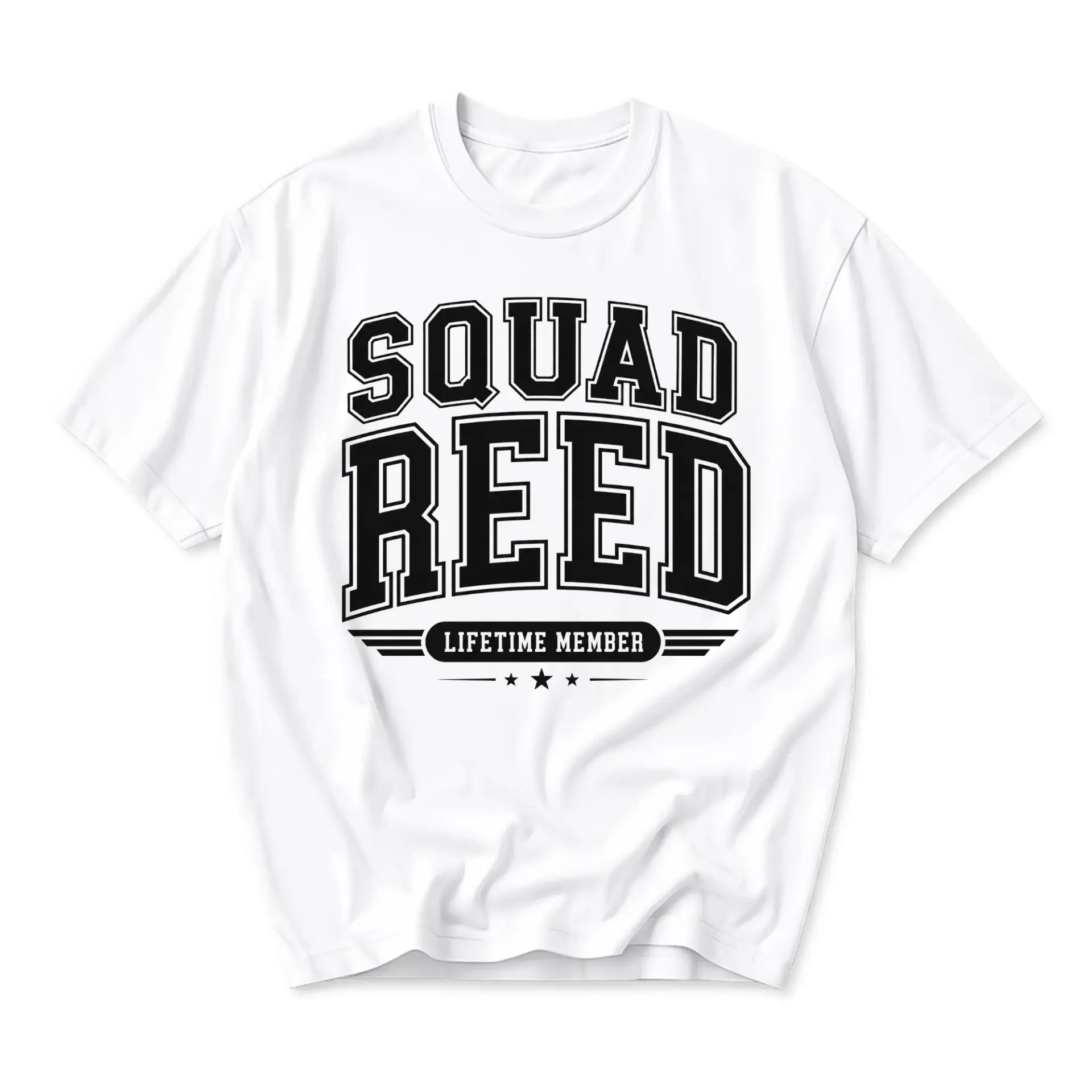 T-shirt Squad Reed Lifetime Member Graphic Tee Unisex Crew Neck Casual Everyday Wear Soft Cotton Blend White Shirt