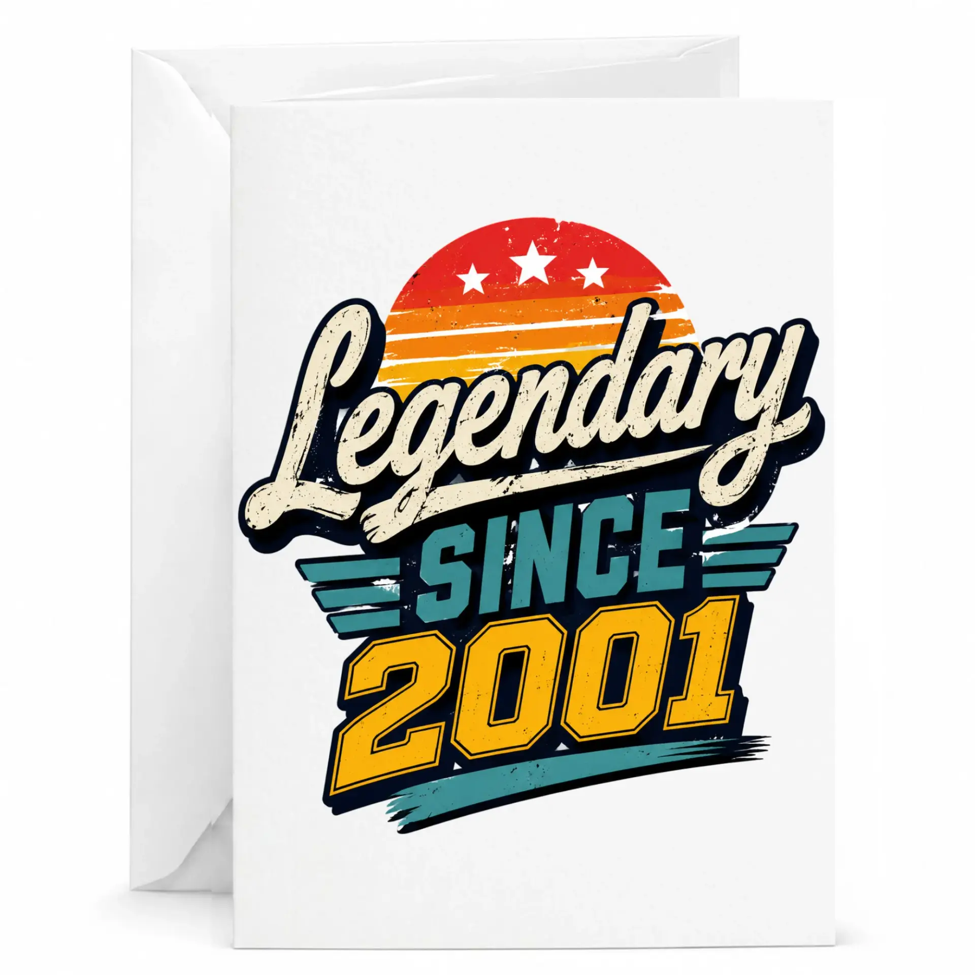 Birthday Card Legendary Since 2001 Vintage Retro Style Greeting Card for Milestone Celebration and Anniversary Events