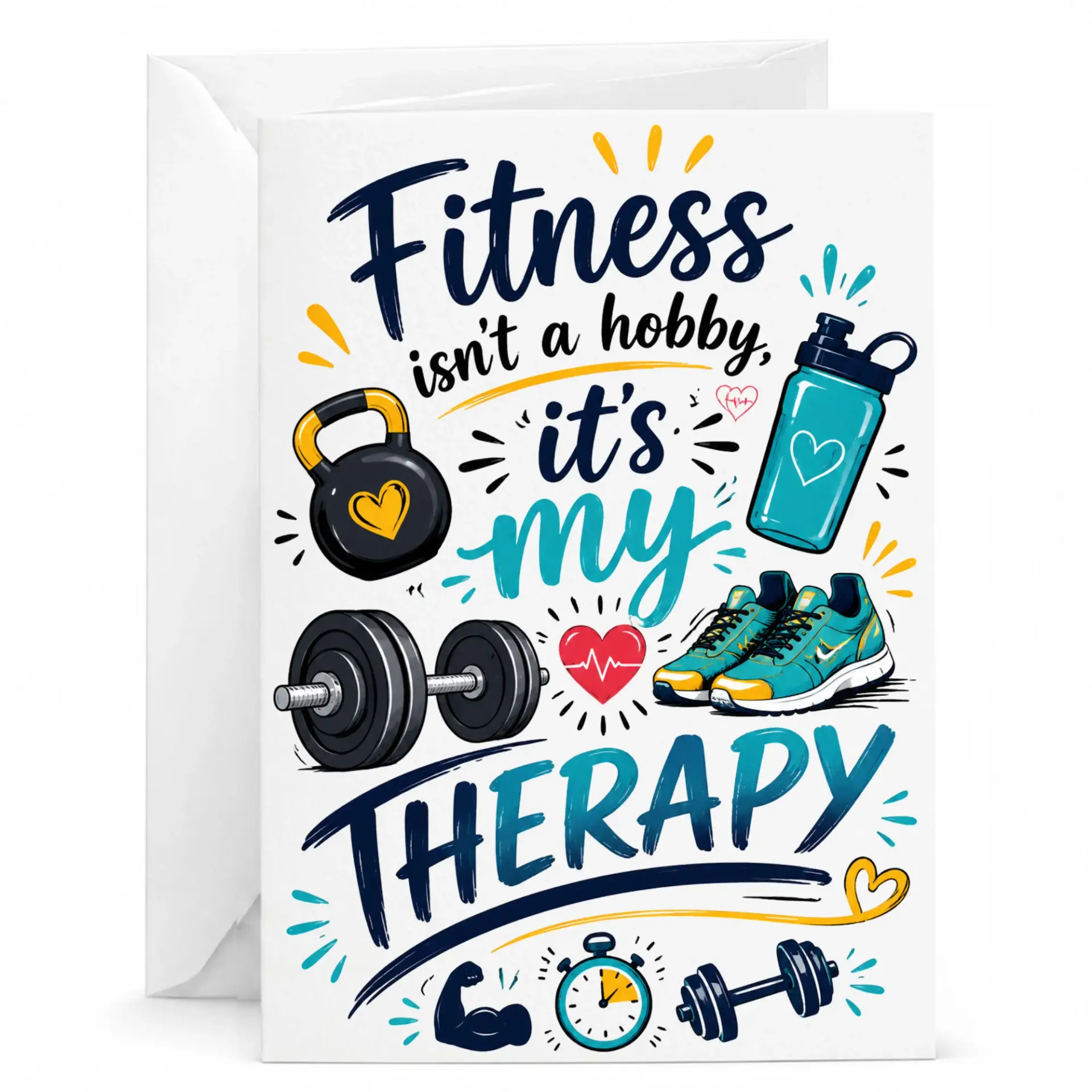 Greeting Card Fitness Isnt a Hobby Its My Therapy Motivational Workout Design for Gym Lovers and Athletes