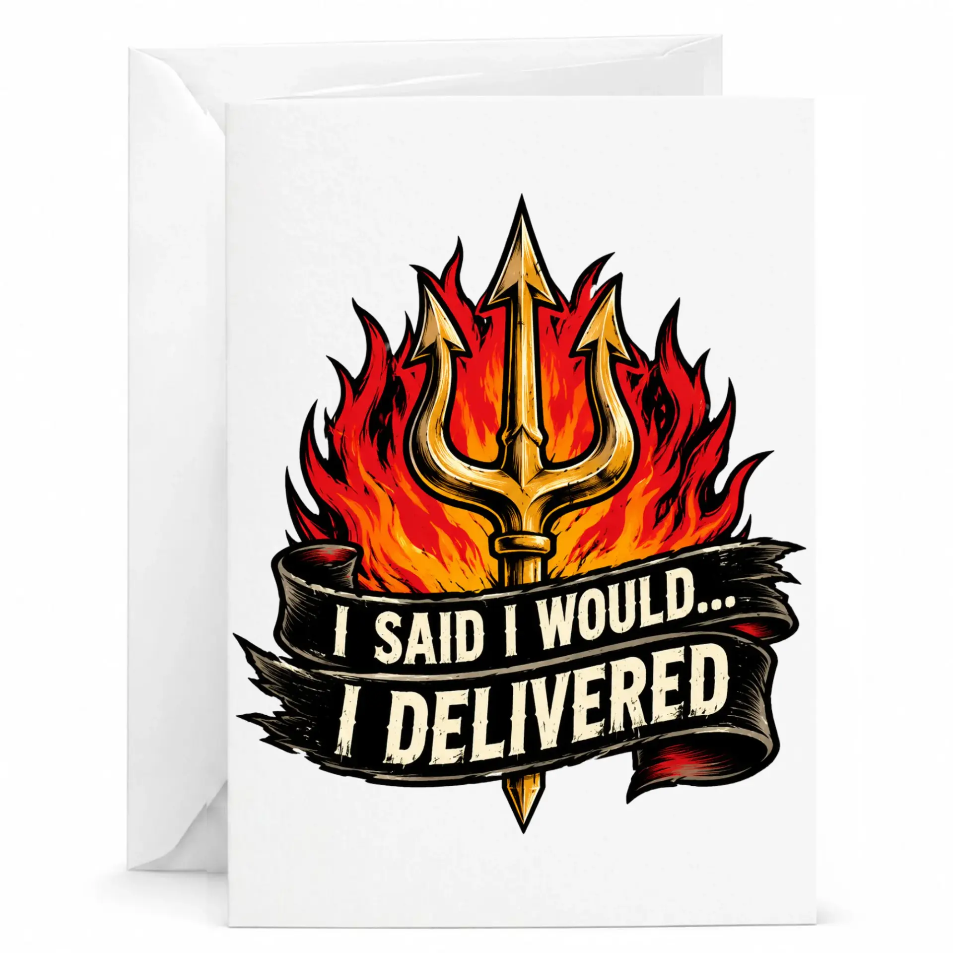 Funny Greeting Card I Said I Would I Delivered Sarcastic Design with and Fire Illustration for Any Occasion