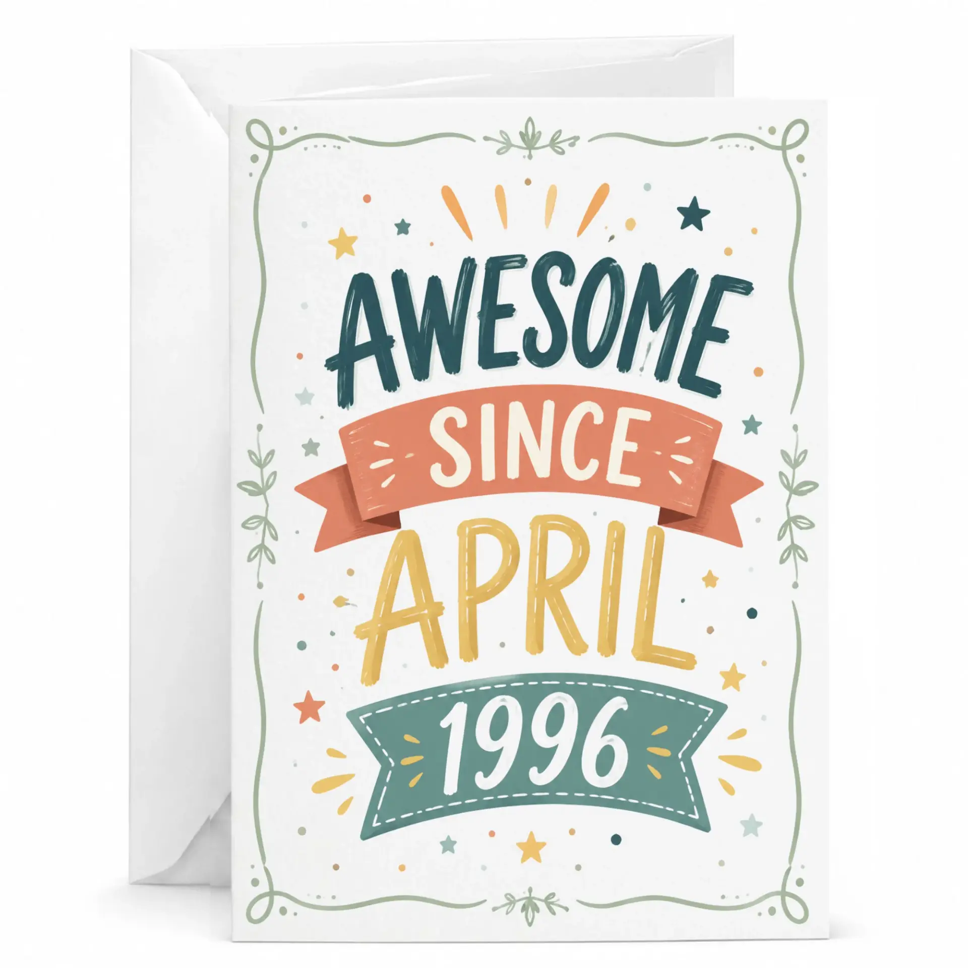 Birthday Card Awesome Since April 1996 Vintage Style Greeting Card for Birthday Celebration or Milestone Anniversary