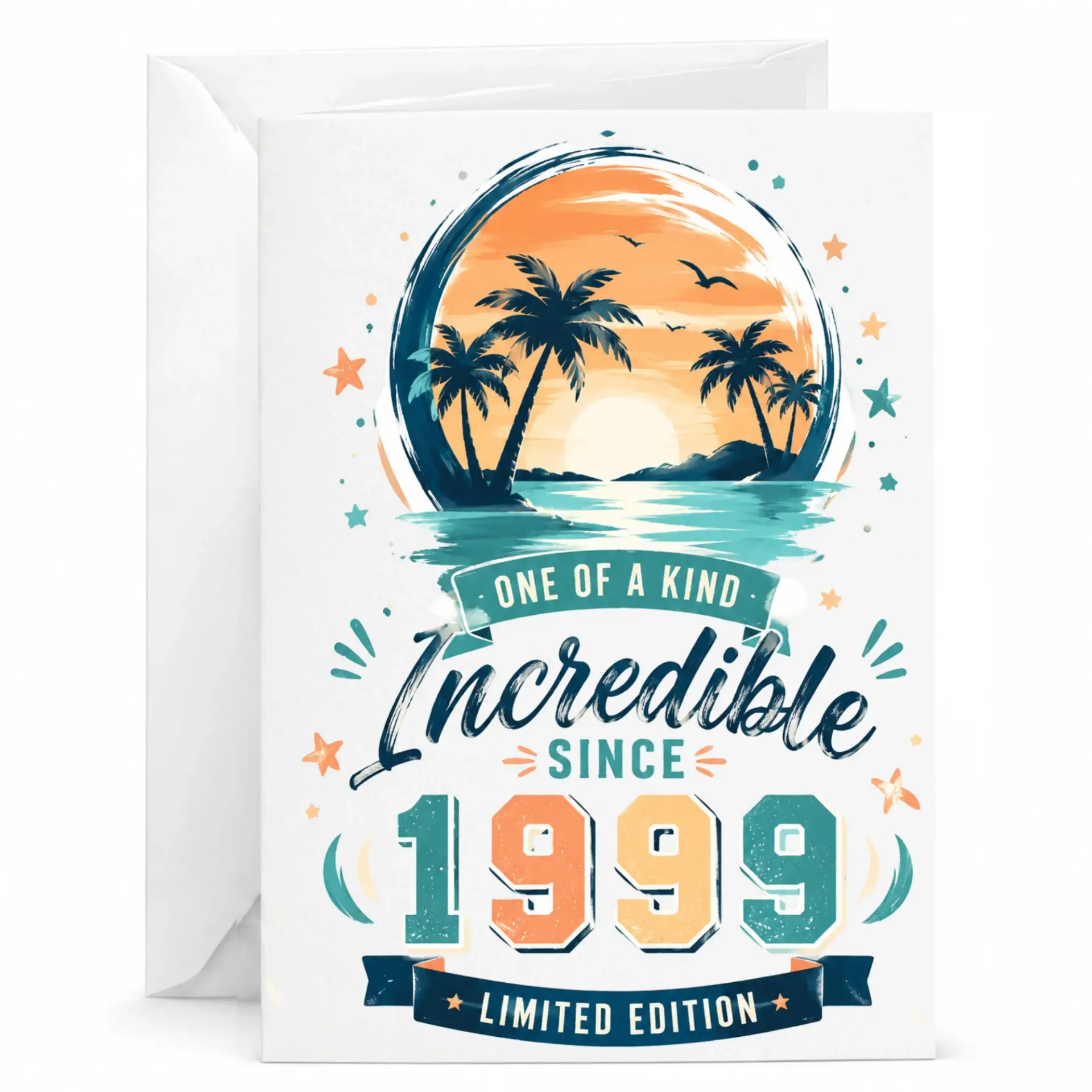 Greeting Card Incredible Since 1999 Limited Edition Vintage Tropical Sunset Design Birthday Anniversary Celebration