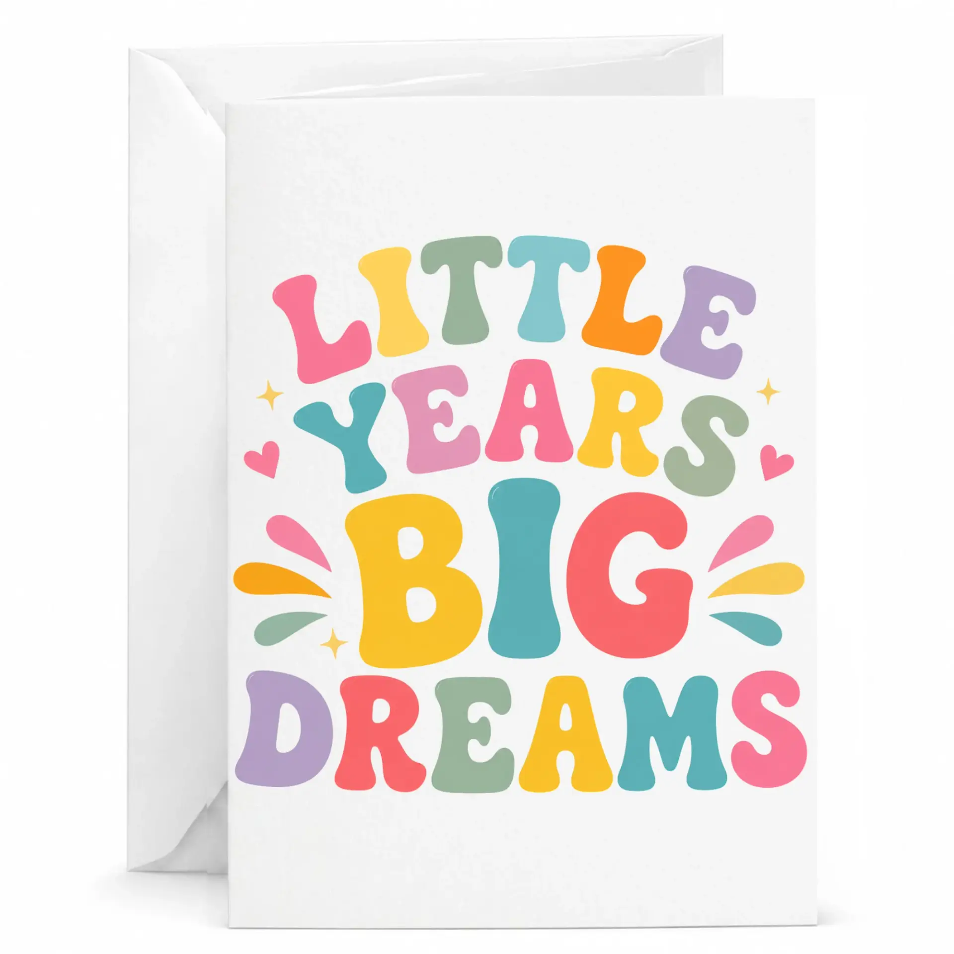 Inspirational Greeting Card Little Years Big Dreams Retro Boho Theme Encouragement for Friends and Family