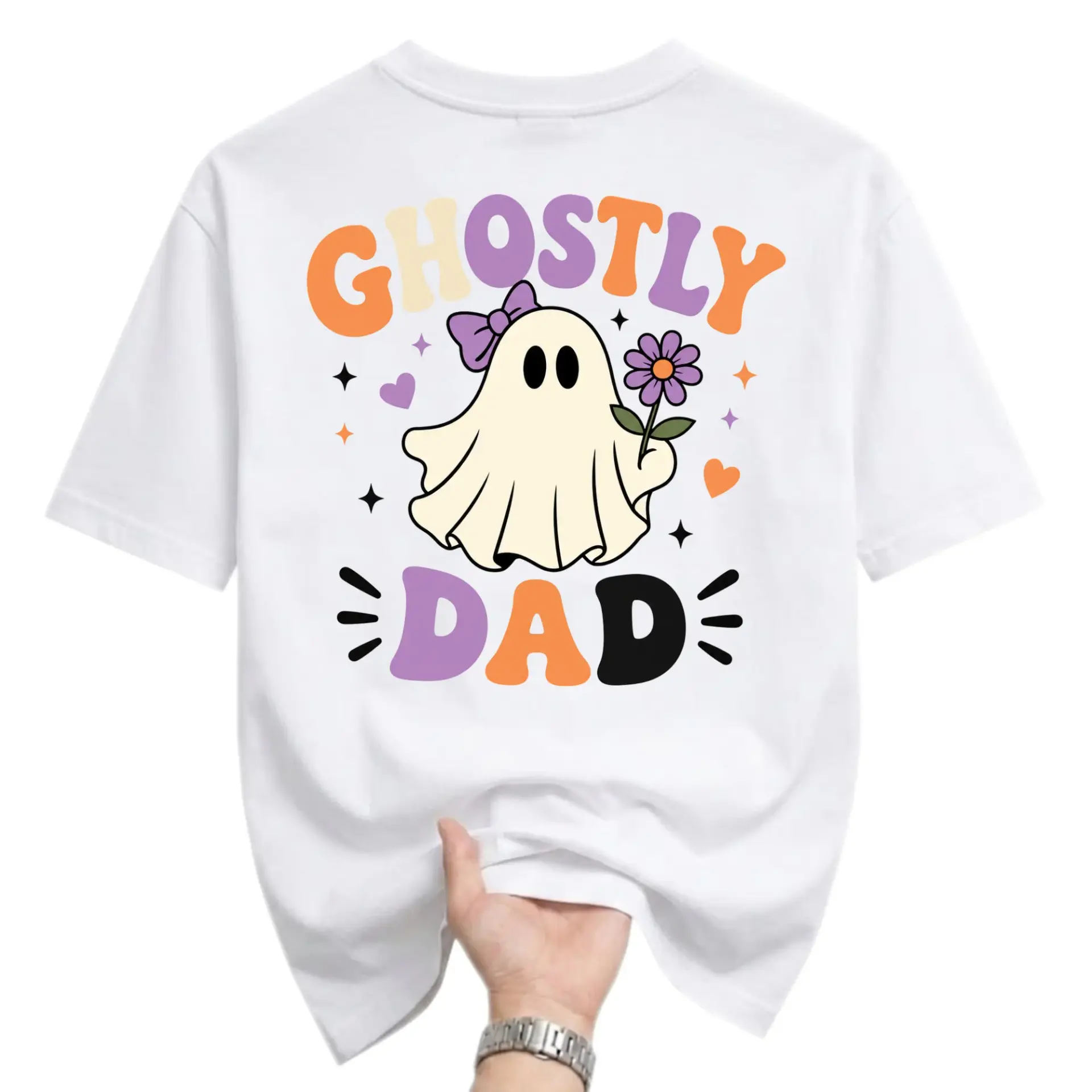 Graphic Tee Ghostly Dad Shirt Trendy Retro Fall Aesthetic Unisex Crew Neck Short Sleeve Casual Cotton Blend Top