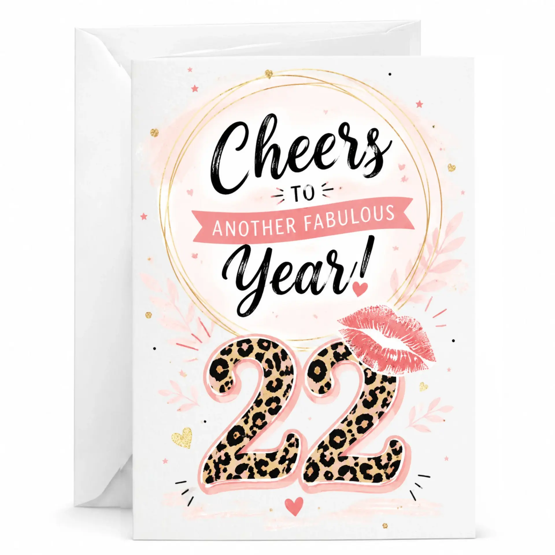 Greeting Card Cheers to Another Fabulous Year Leopard Print Twenty Two Birthday Card for Her Birthday Celebration