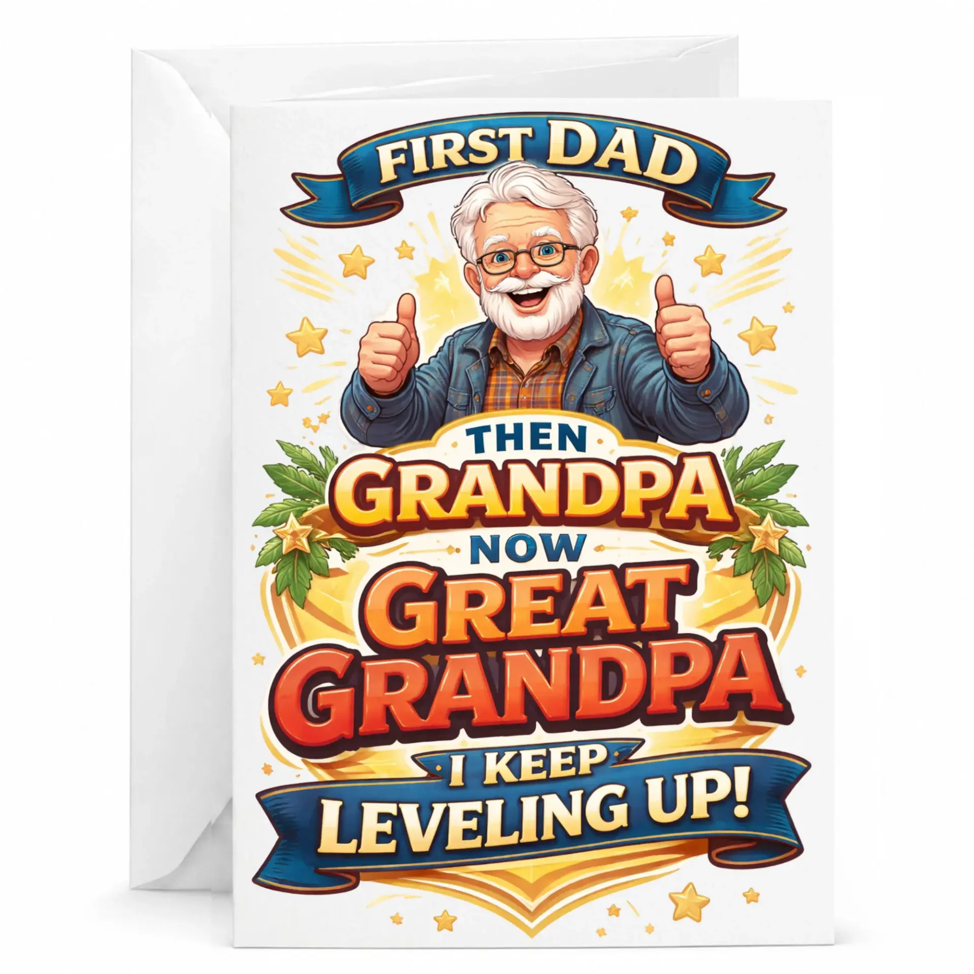 Personalized Greeting Card for Great Grandpa Leveling up Gift Idea