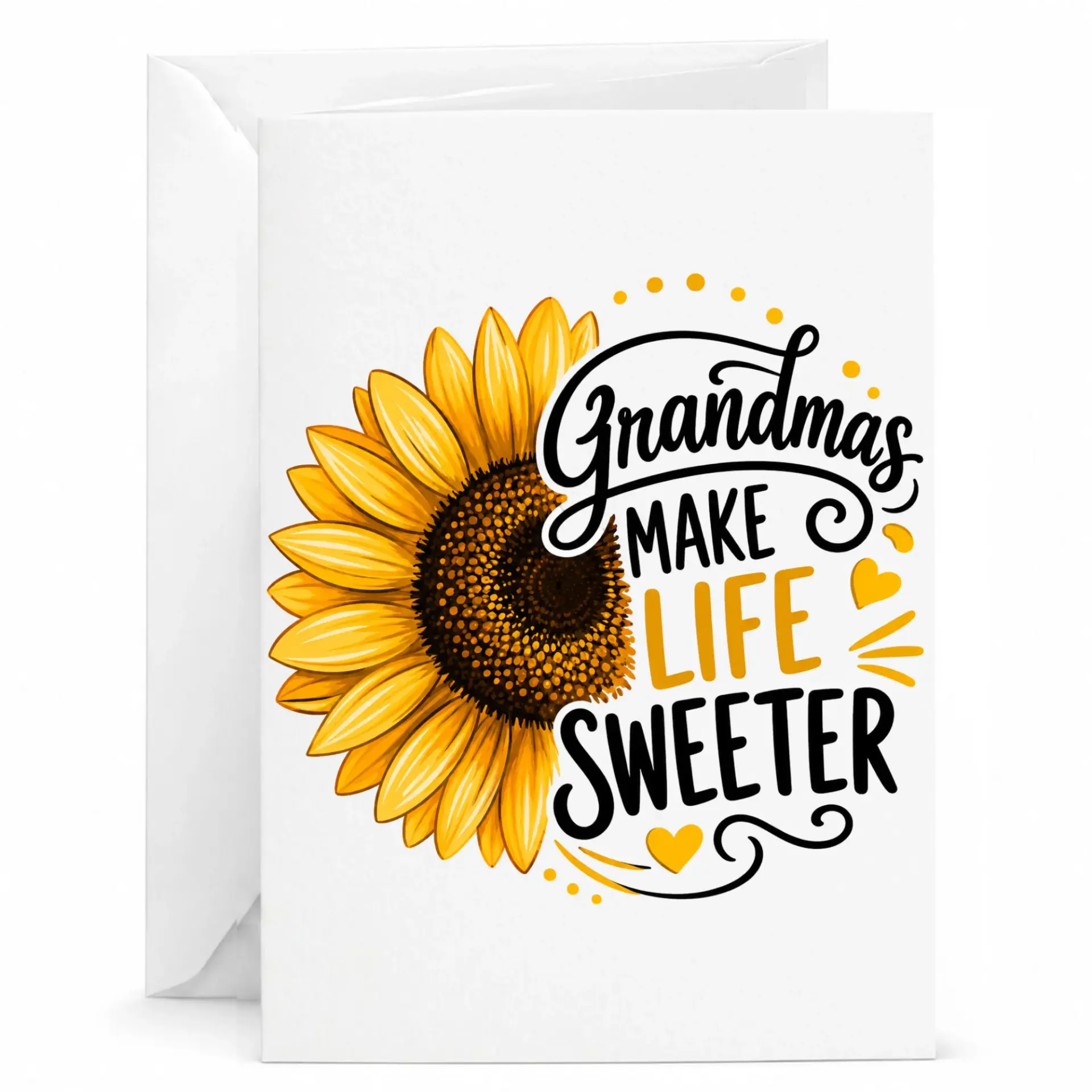 Personalized Greeting Card Grandmas Make Life Sweeter Sunflower Design