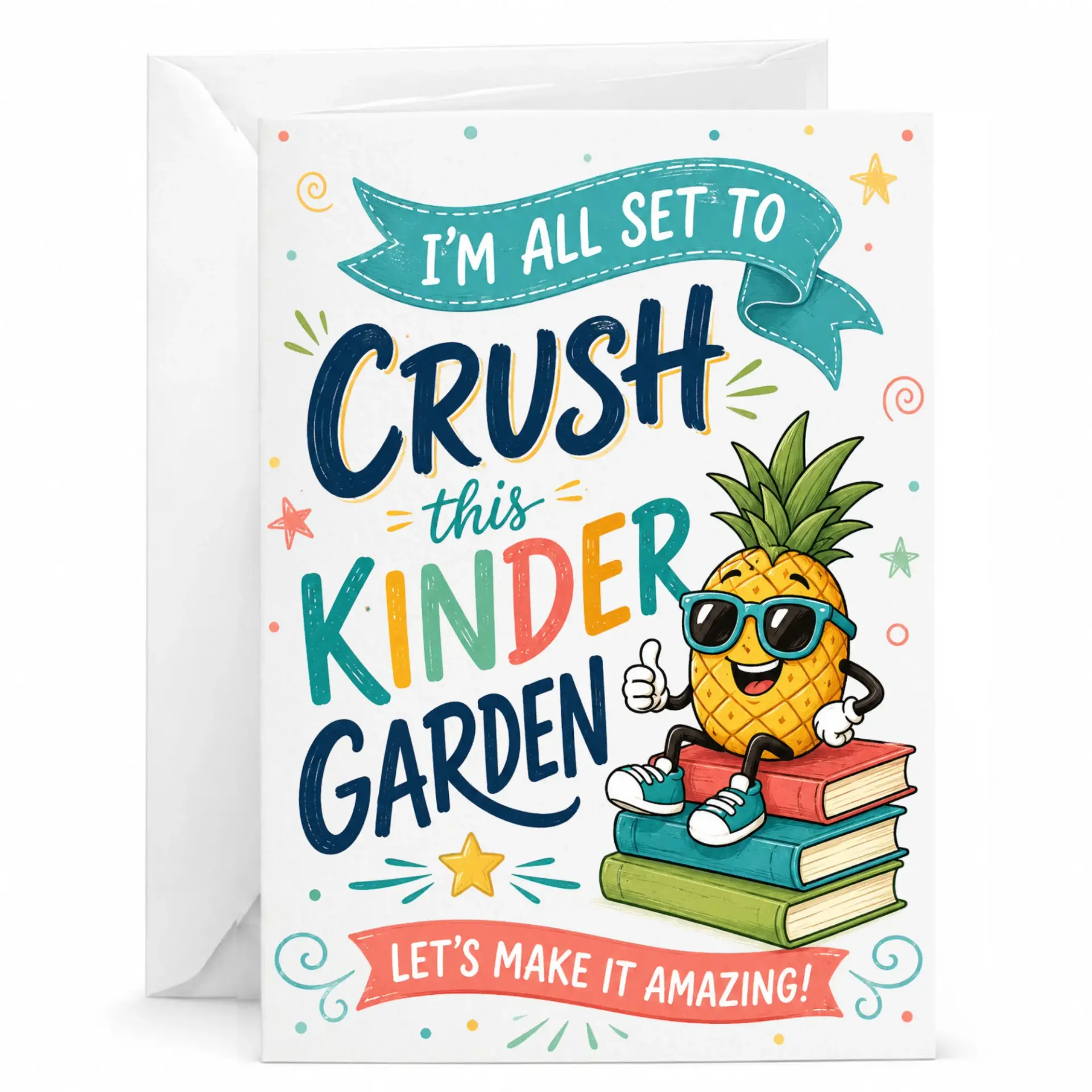 Funny Pineapple Greeting Card for Encouragement Motivation 5x7 Inches with Envelope