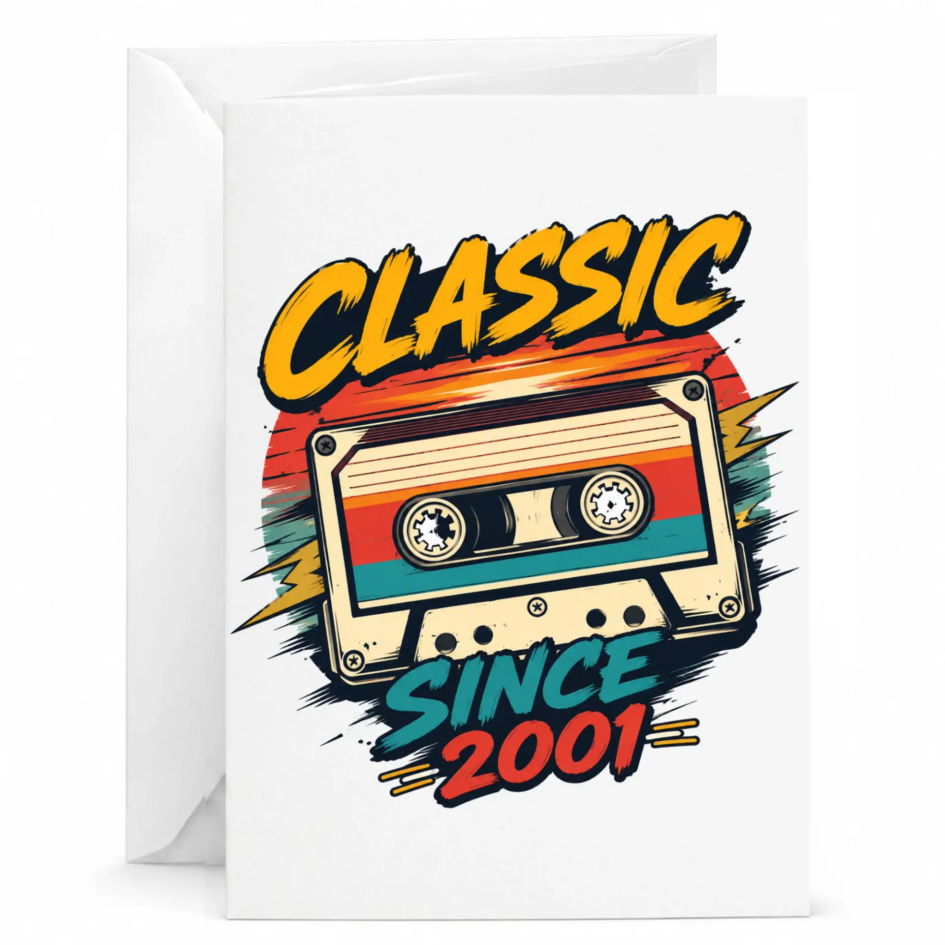 Birthday Card Classic Since 2001 Retro Vintage Cassette Tape Greeting Card for Milestone Year Birthday Celebration