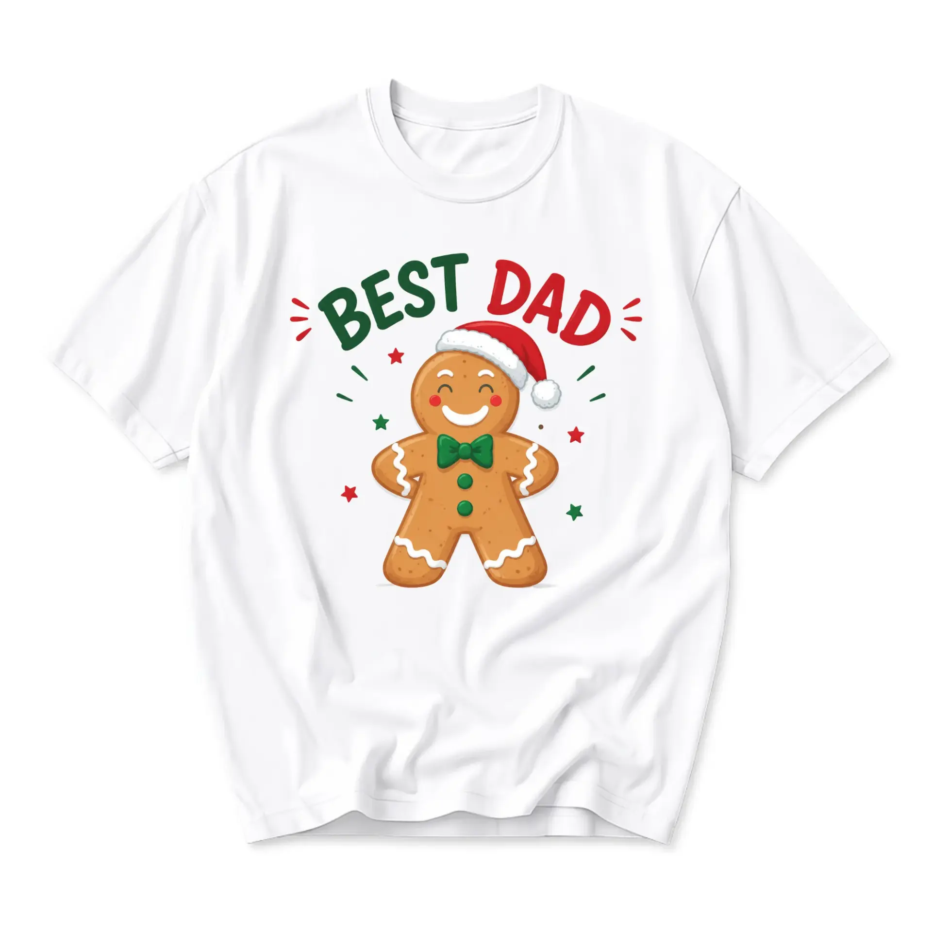 Funny Shirt Best Dad Gingerbread Man Holiday Graphic Tee Unisex Casual Crew