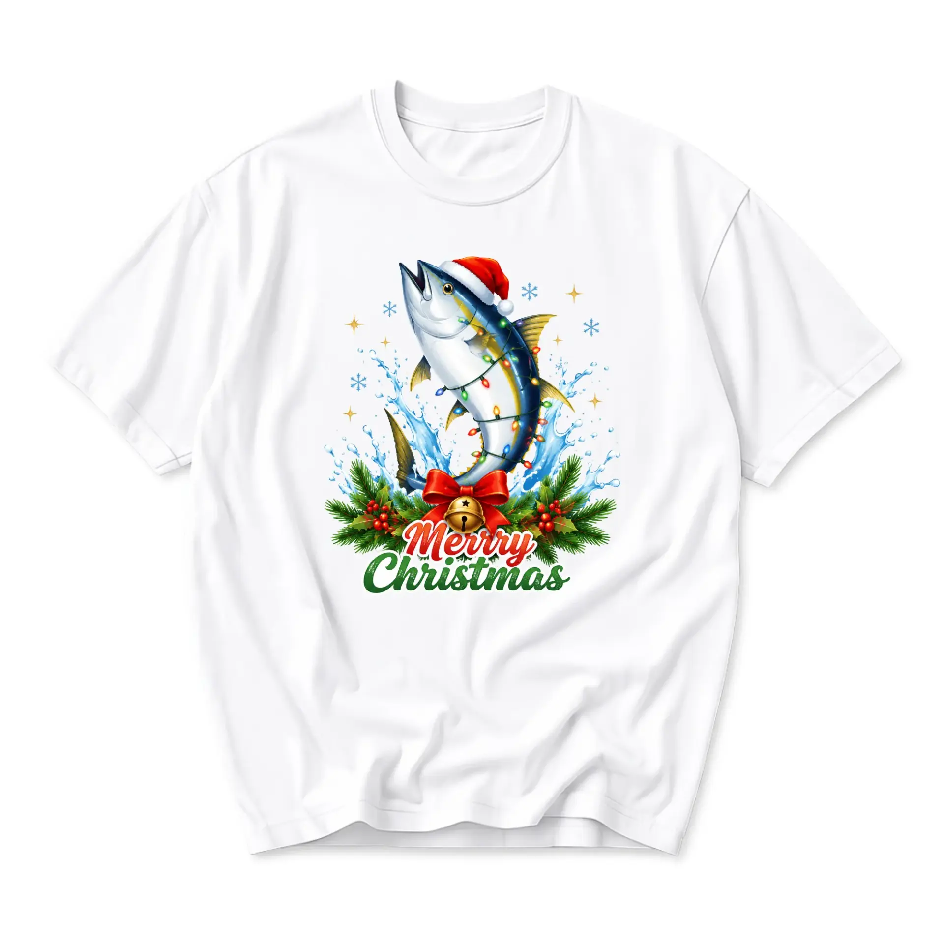 Graphic Tee Christmas Fishing T-Shirt Holiday Season Unisex Apparel Casual