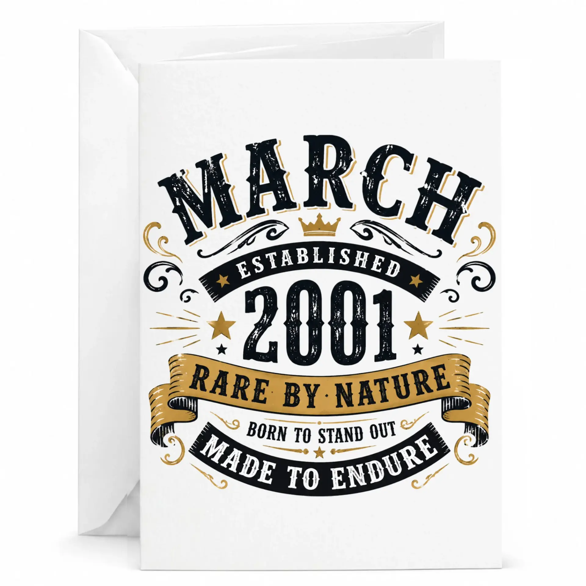 Birthday Card March 2001 Vintage Style Established Rare by Nature Greeting Card for Milestone Celebration