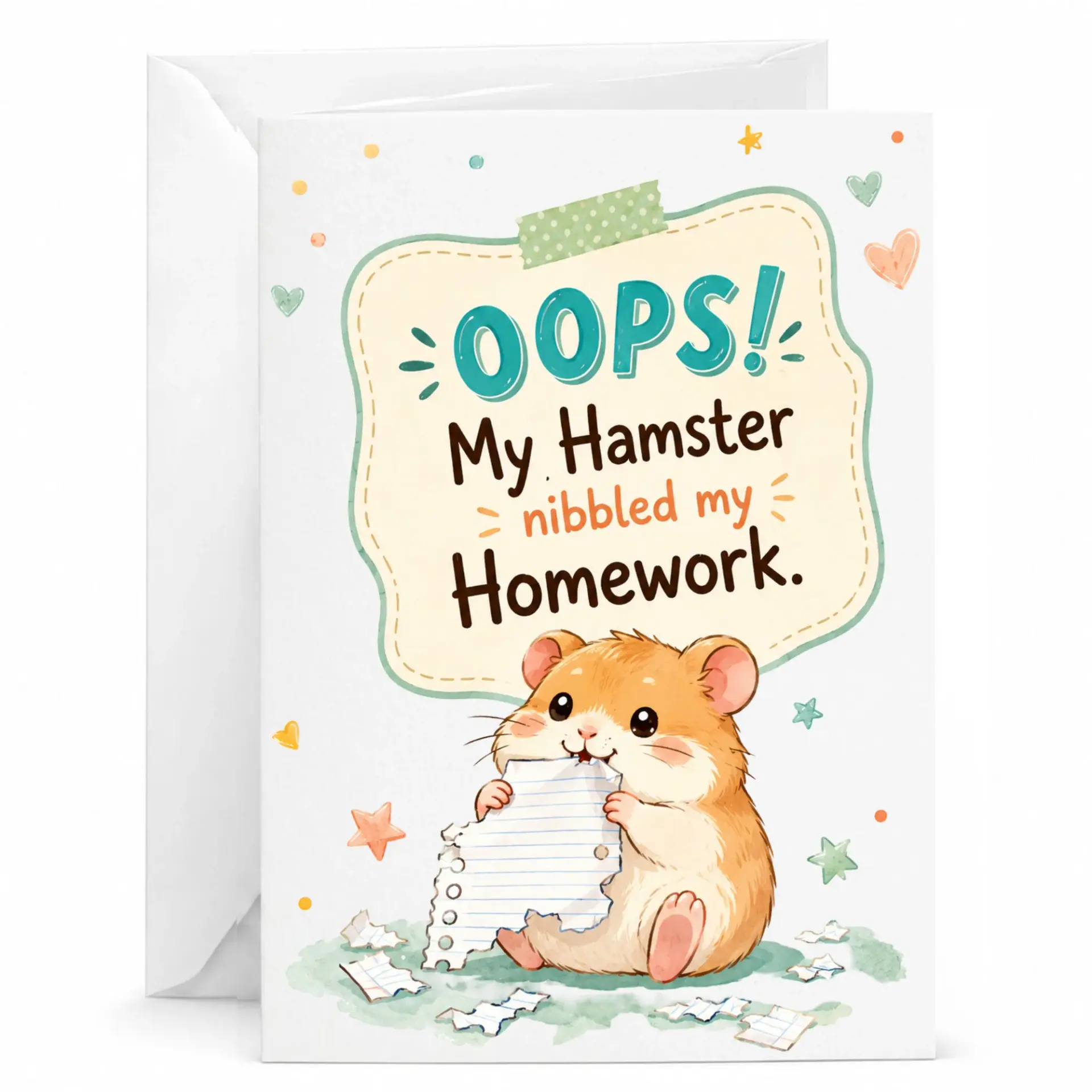 Funny Hamster Greeting Card Cute Animal Note Humorous Paper Stationery for Friends and Family