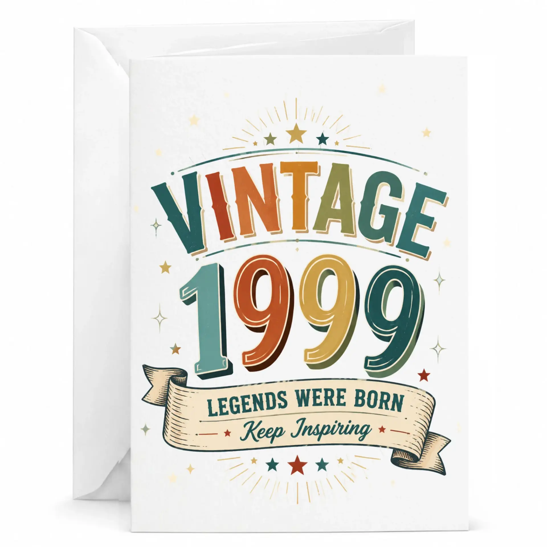 Birthday Card Vintage 1999 Legends Were Born Greeting Card for Milestone Celebration Anniversary Keepsake Stationery