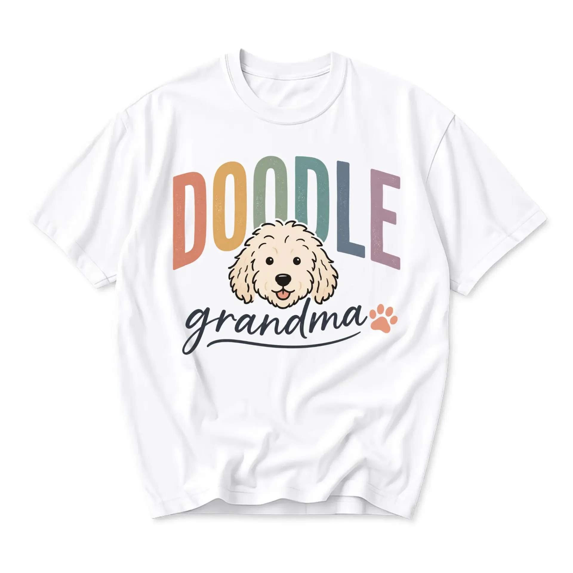 T-shirt Graphic Tee Doodle Grandma Dog Lover Shirt Unisex Crew Neck Casual