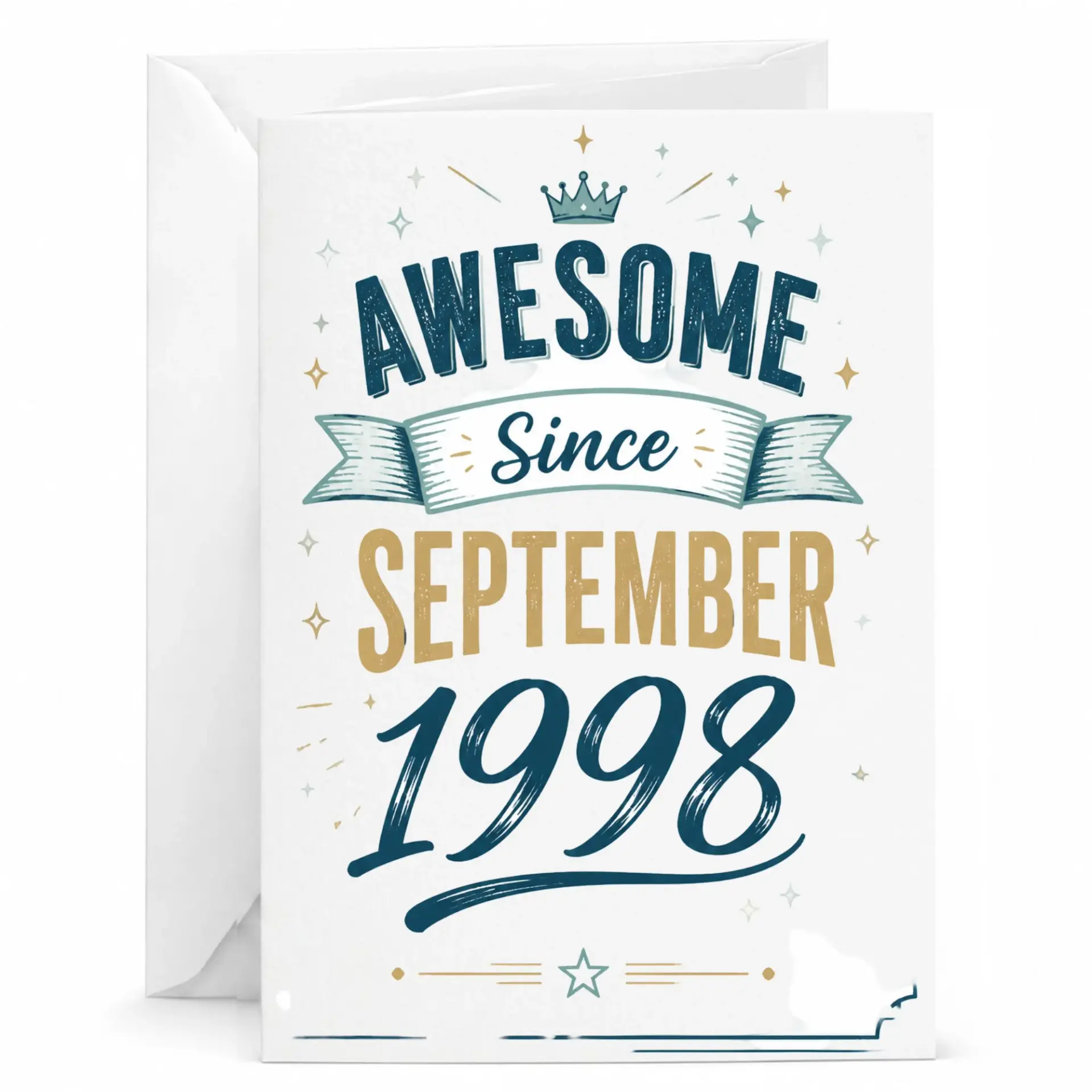 Birthday Card Awesome Since September 1998 Vintage Inspired Milestone Celebration Greeting Card with Matching Envelope