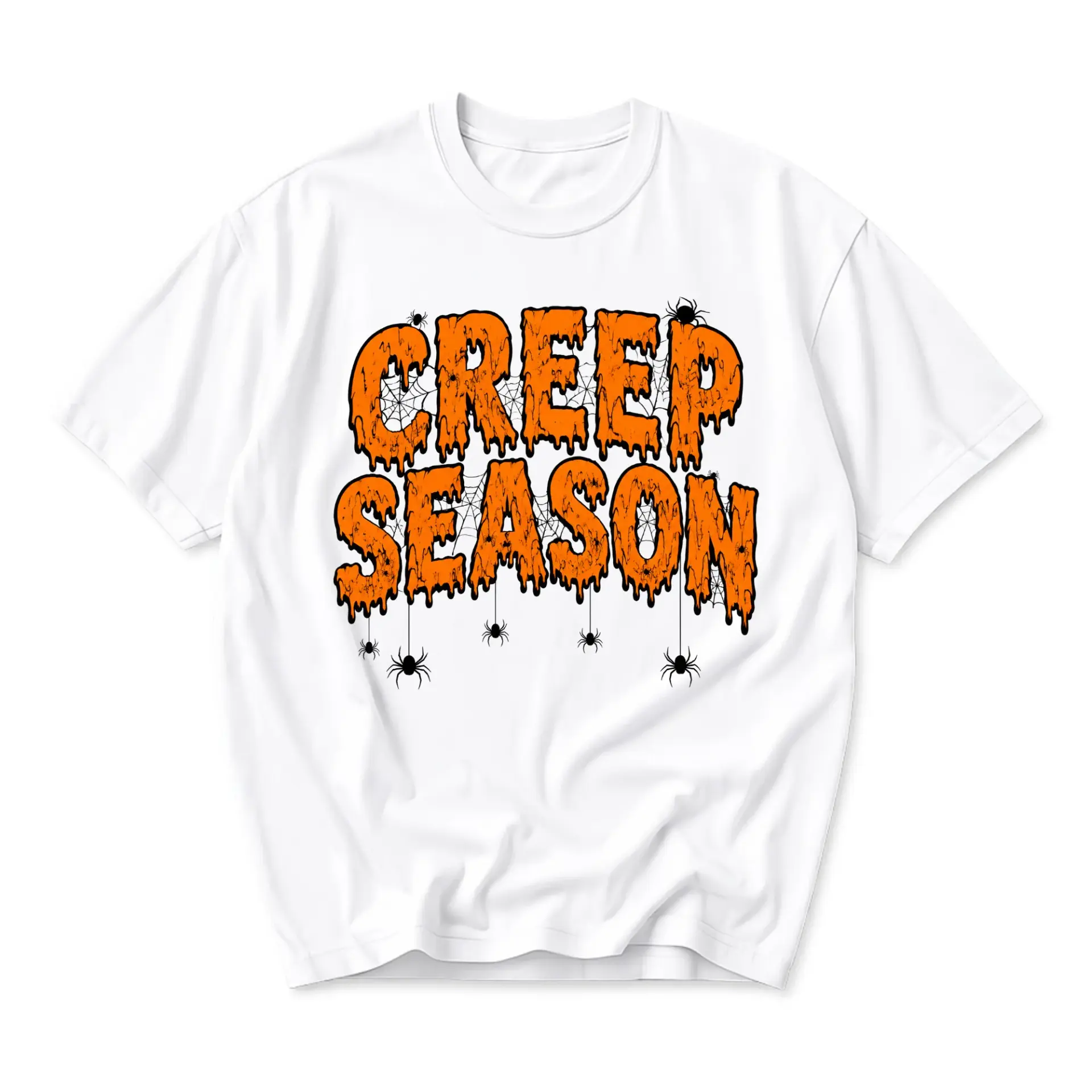 Graphic Tee Creep Season Spooky Halloween Theme Unisex Shirt Cotton Blend Casual Crew Neck Top for Fall Season