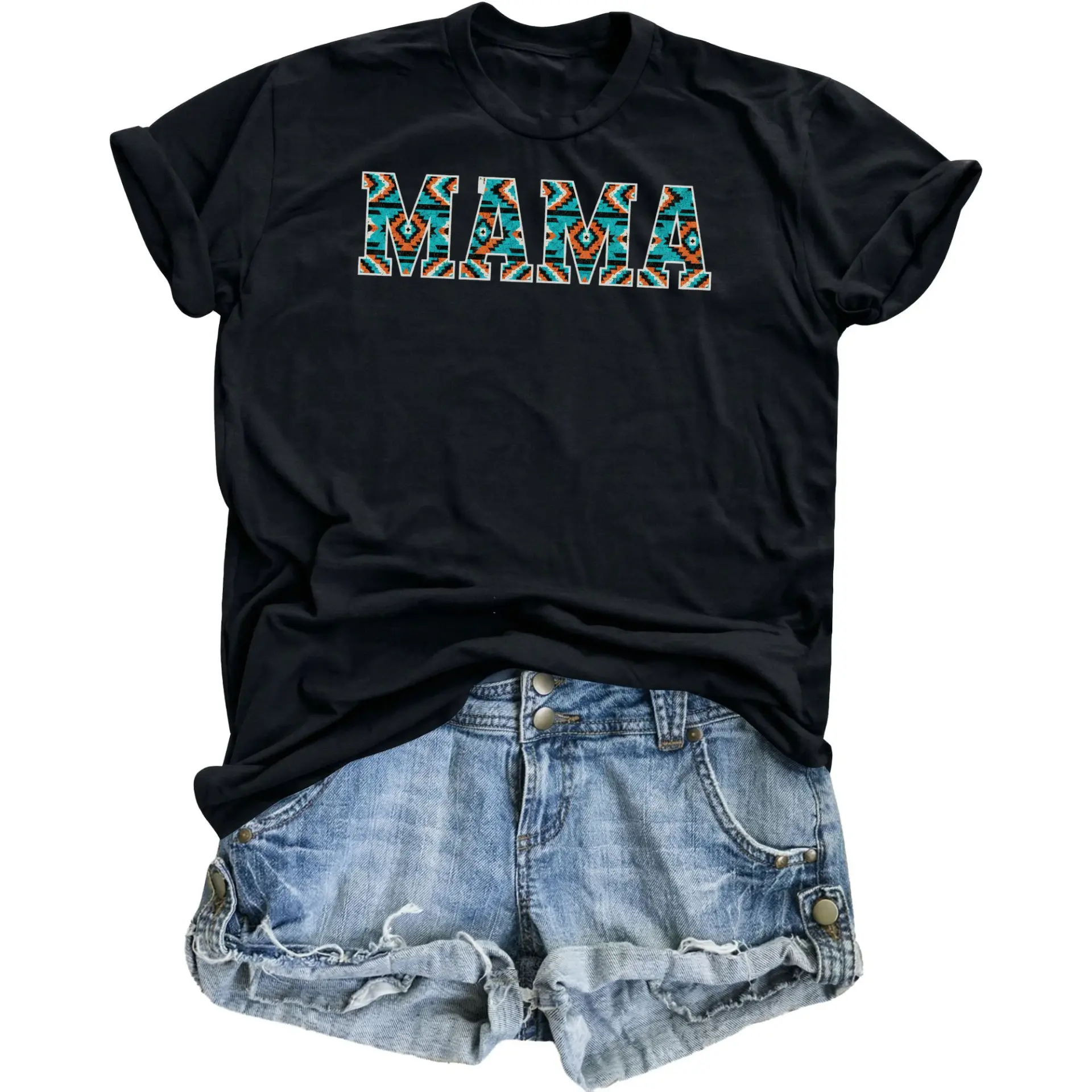 Graphic Tee Mama Southwestern Print Unisex Casual Shirt Comfortable Cotton Blend Everyday Apparel Crew Neck Top