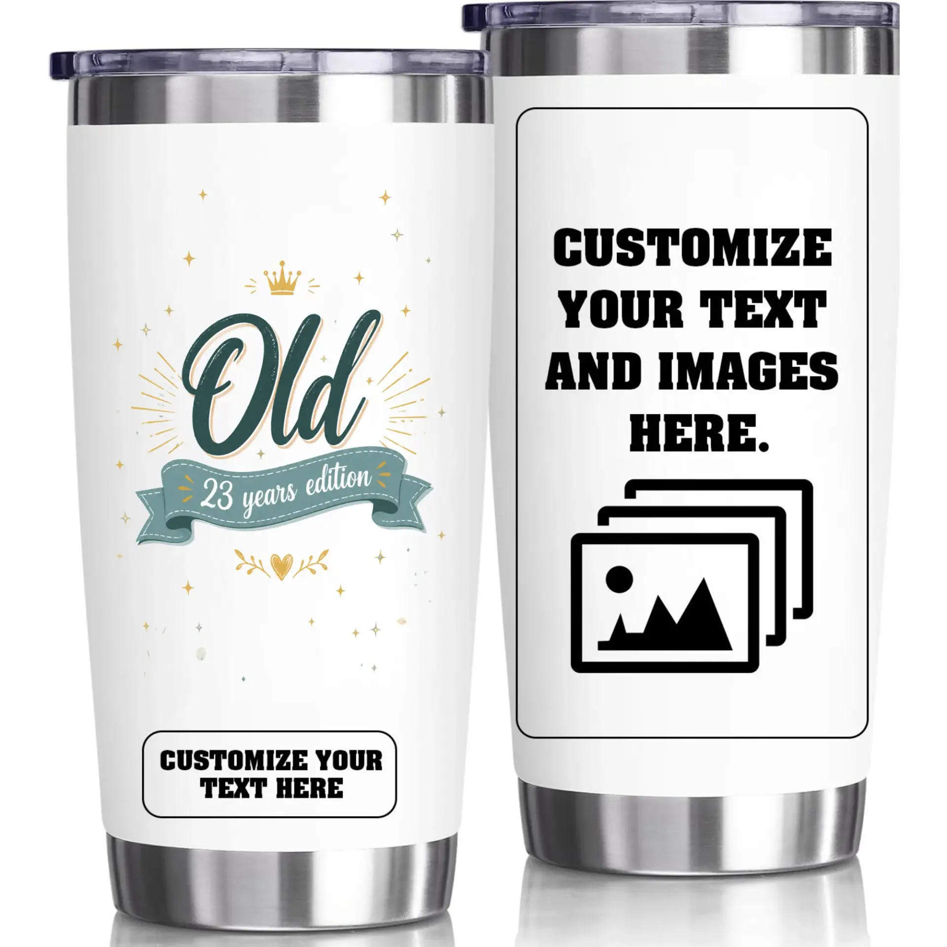 Stainless Steel Tumbler 20oz Custom Birthday Gift Personalized Travel Mug for Coffee Tea and Cold Beverages