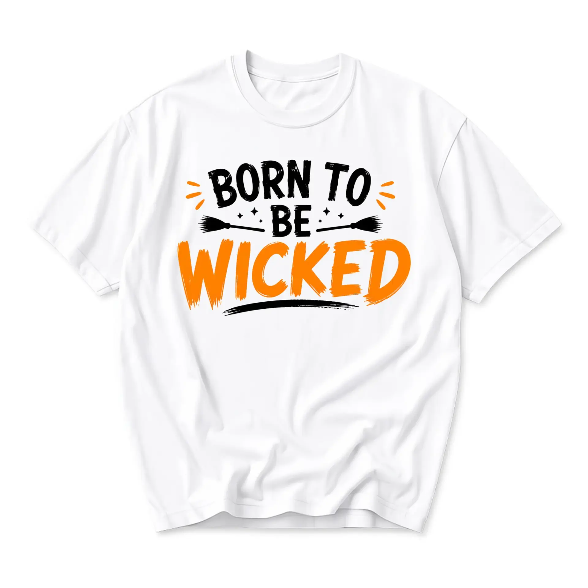Graphic Tee Born to Be Wicked Unisex Crew Neck T-Shirt Funny Seasonal Fall Graphic Shirt Apparel for Casual Wear