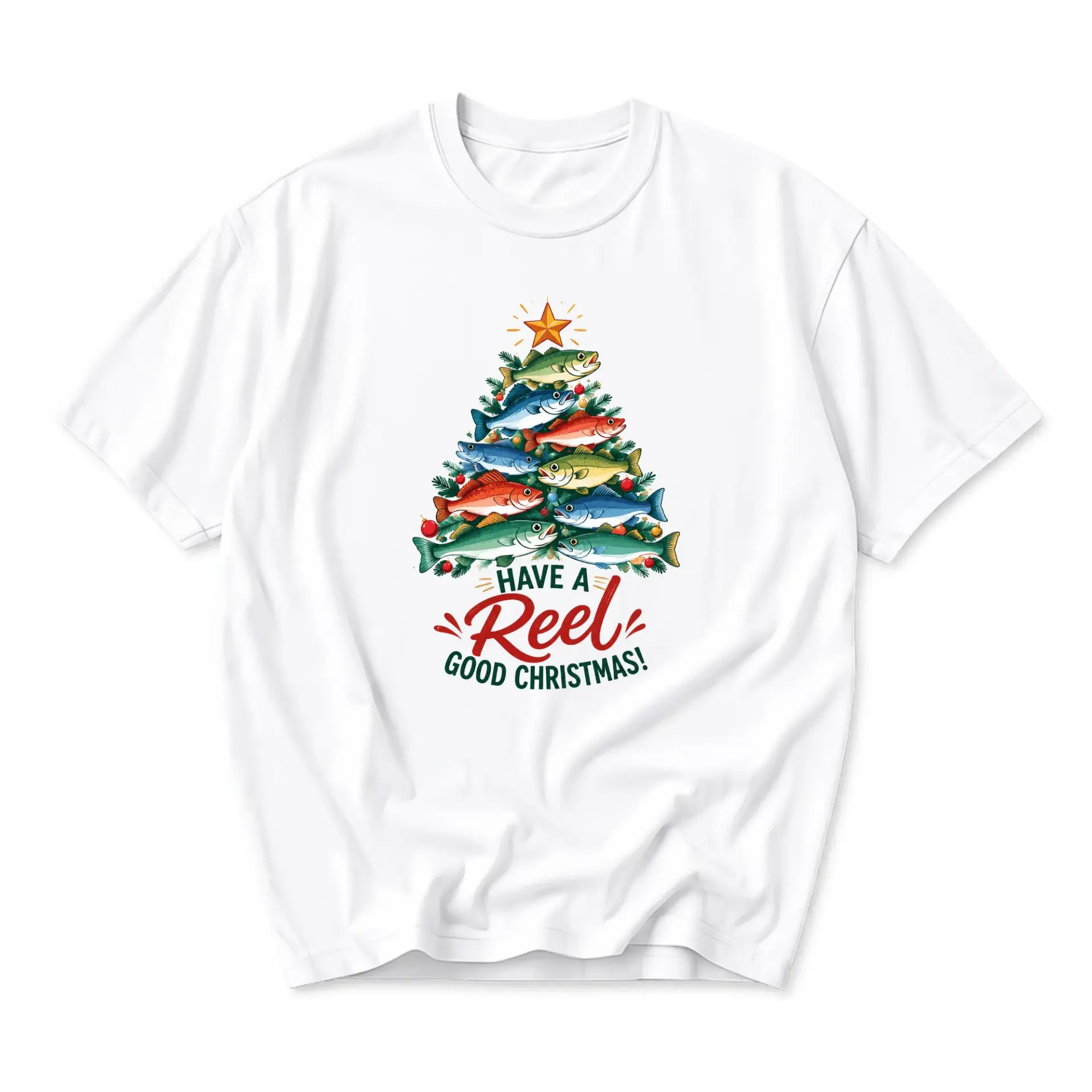 Funny Shirt Have a Reel Good Christmas Graphic Tee for Fishing Enthusiasts and Holiday Season Casual Unisex Apparel
