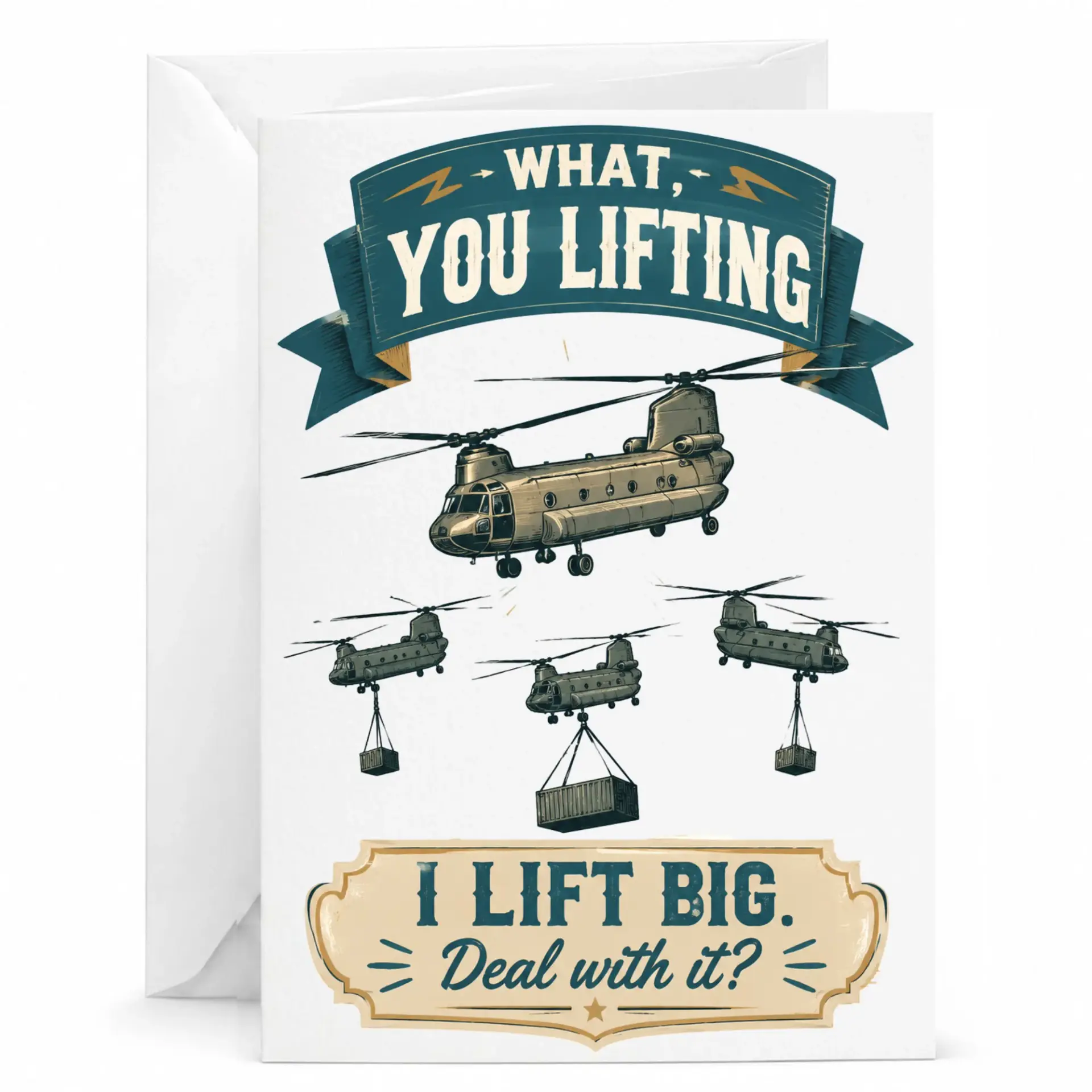 Funny Greeting Card What You Lifting Aviation Theme Humor Card for Workout Enthusiast or Pilot Friend Birthday